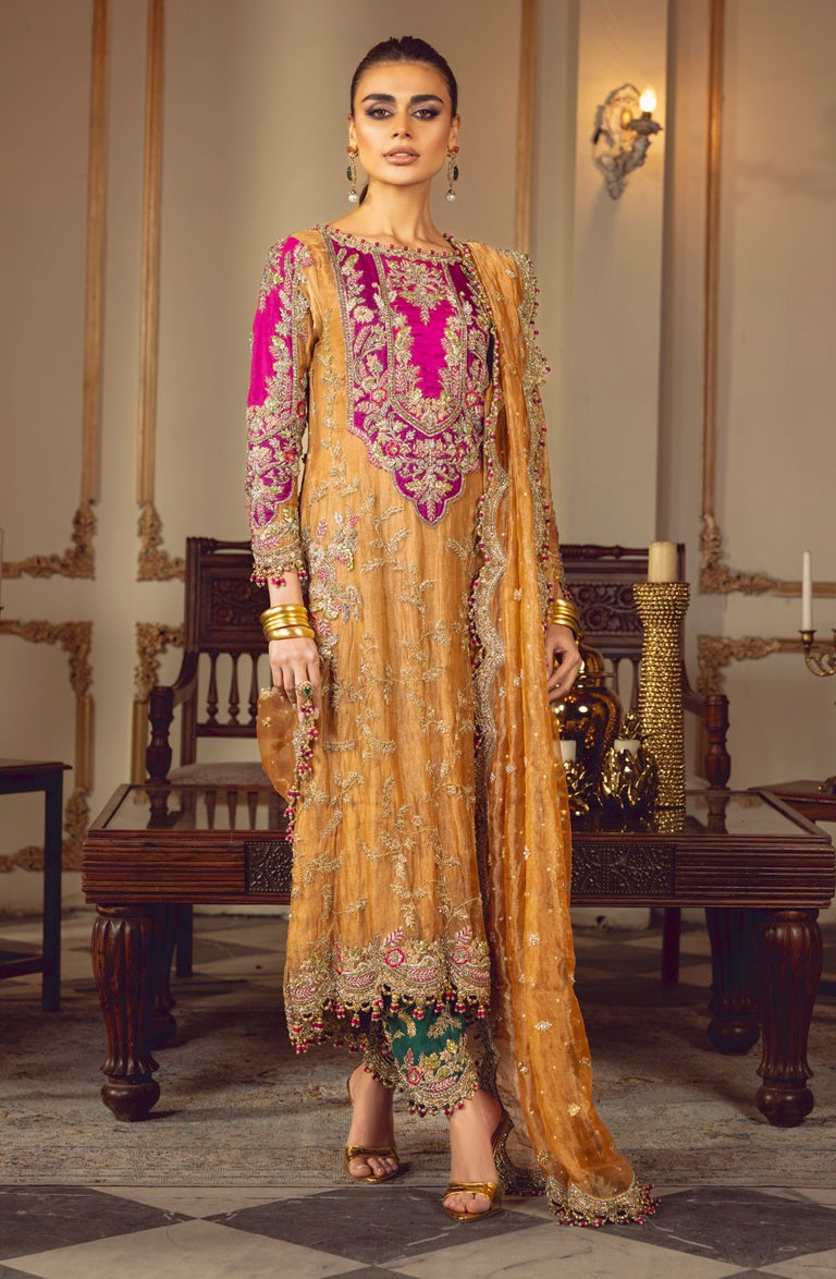 Sara Rohale Asghar Wedding Festive Hand Embroidered Organza Unstitched Sultanique Pehnawa