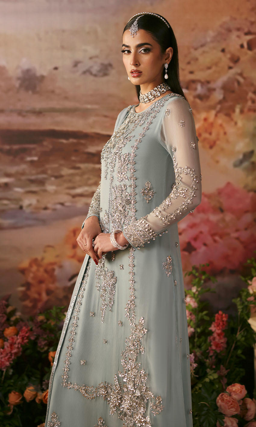 Nomi Ansari Luxury Pure chiffon Collection ENDLESS SKY Pehnawa