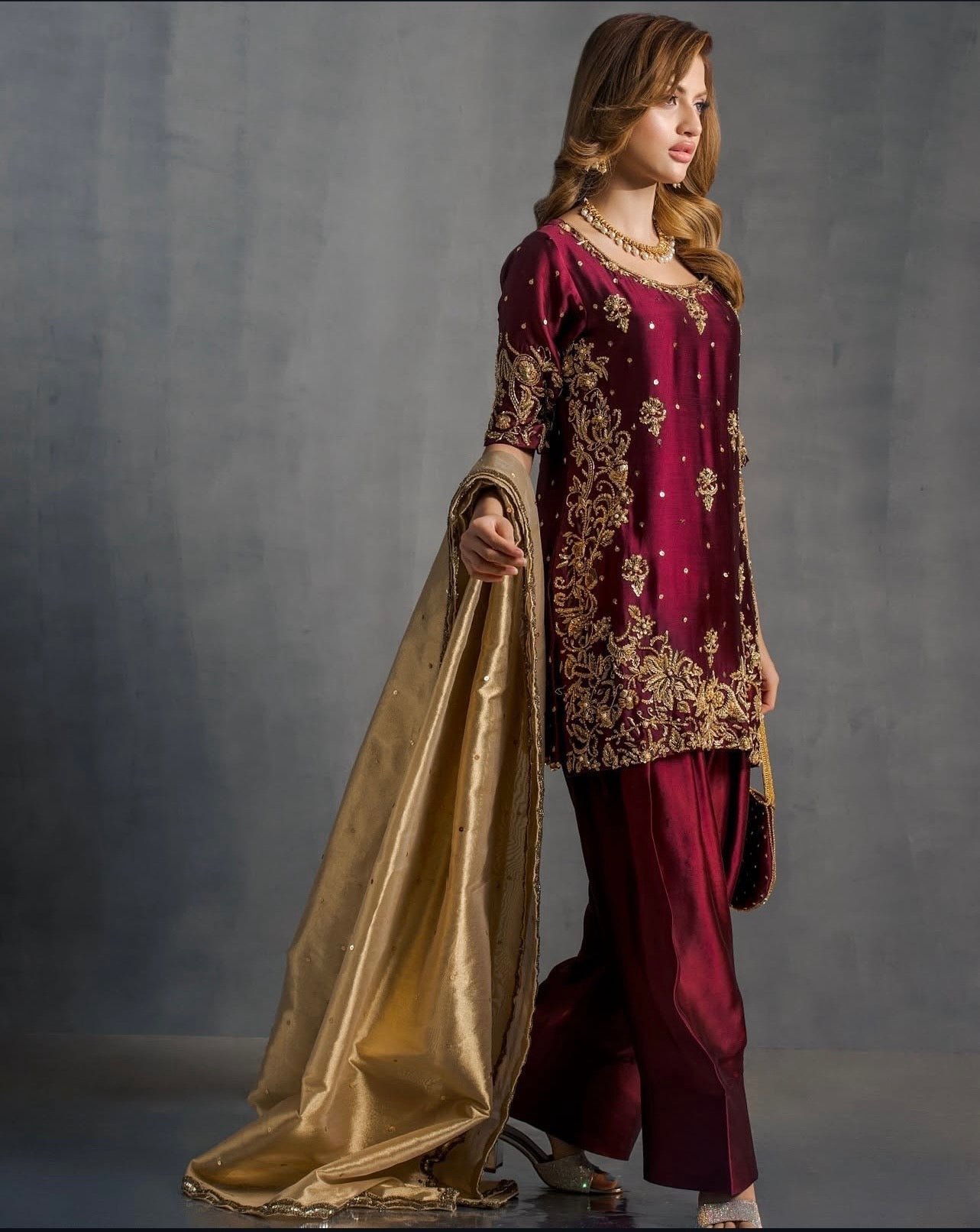 House Of Sehrish Nadeem - Maroon ensemble Eemie's Studio