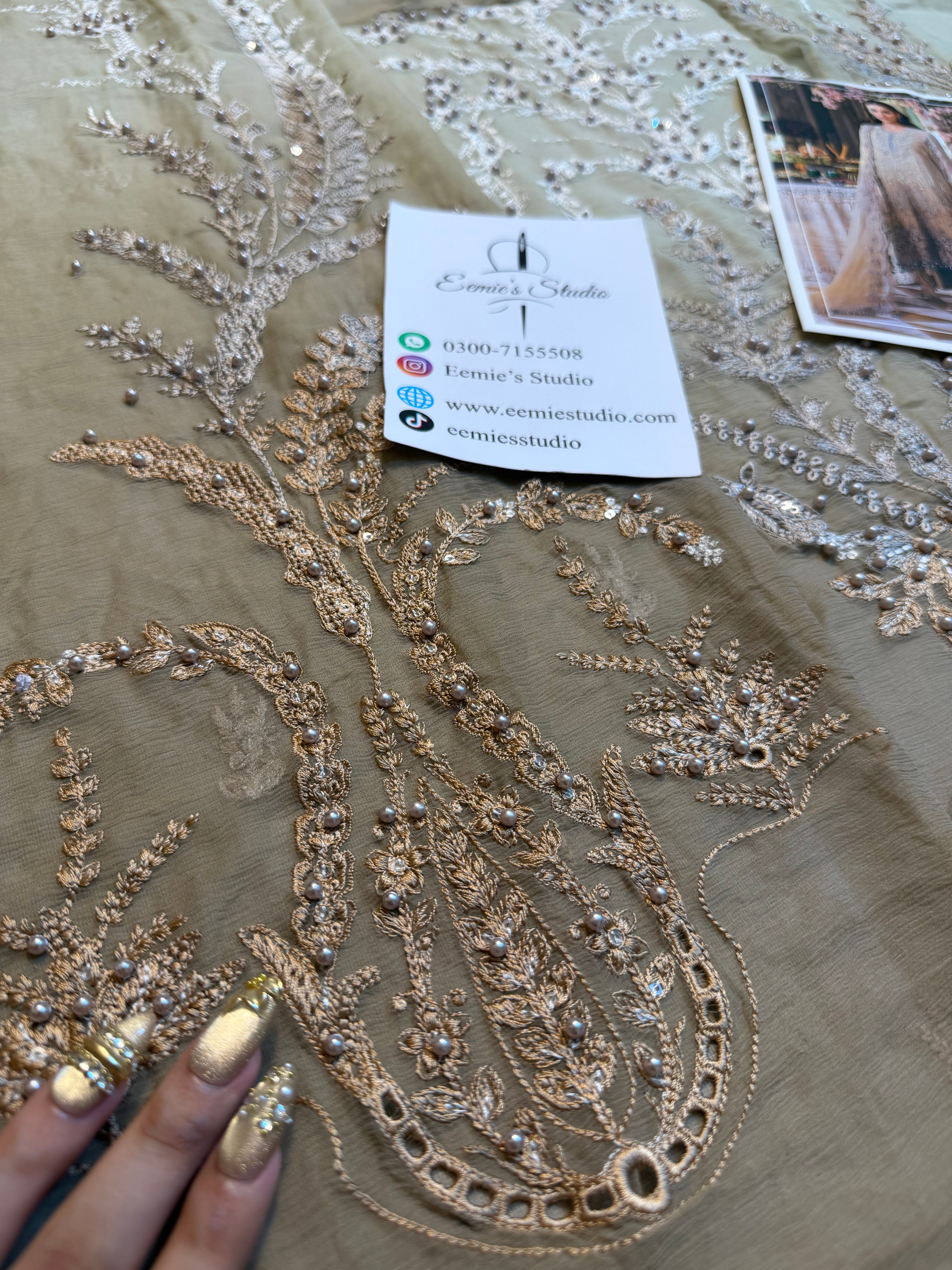 Maria.B Chiffons MPC-26-103-Olive Gold Ayla's Atelier