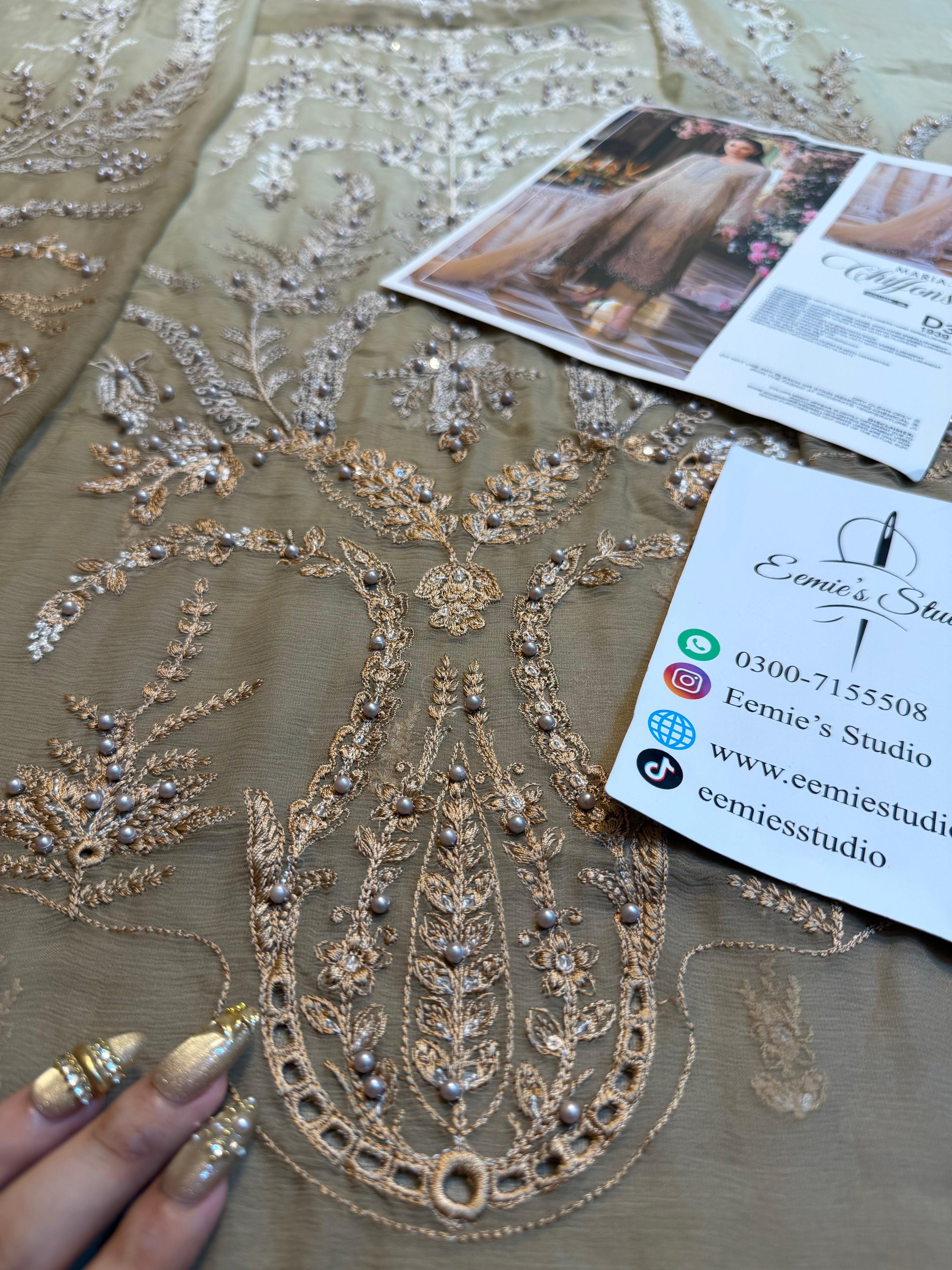 Maria.B Chiffons MPC-26-103-Olive Gold Ayla's Atelier