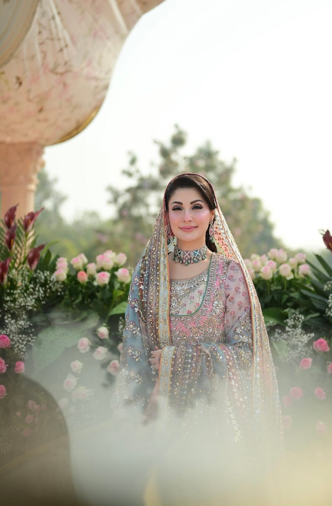 Nomi Ansari - Maryam Nawaz Pastel outfit Eemie's Studio