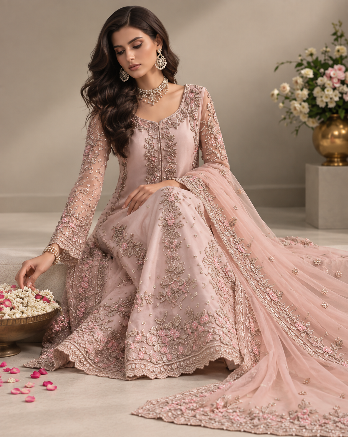 Agha Noor - Naqsh (light pink) Ayla's Atelier