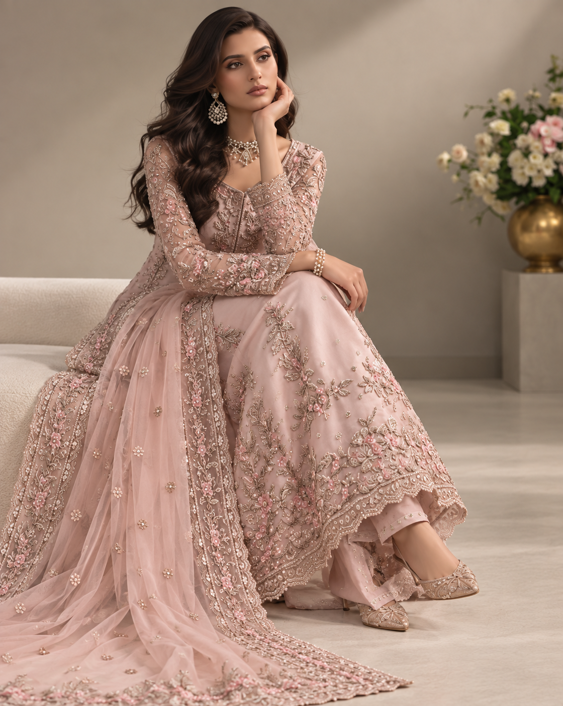 Agha Noor - Naqsh (light pink) Ayla's Atelier