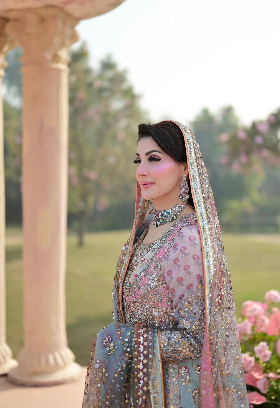 Nomi Ansari - Maryam Nawaz Pastel outfit Eemie's Studio