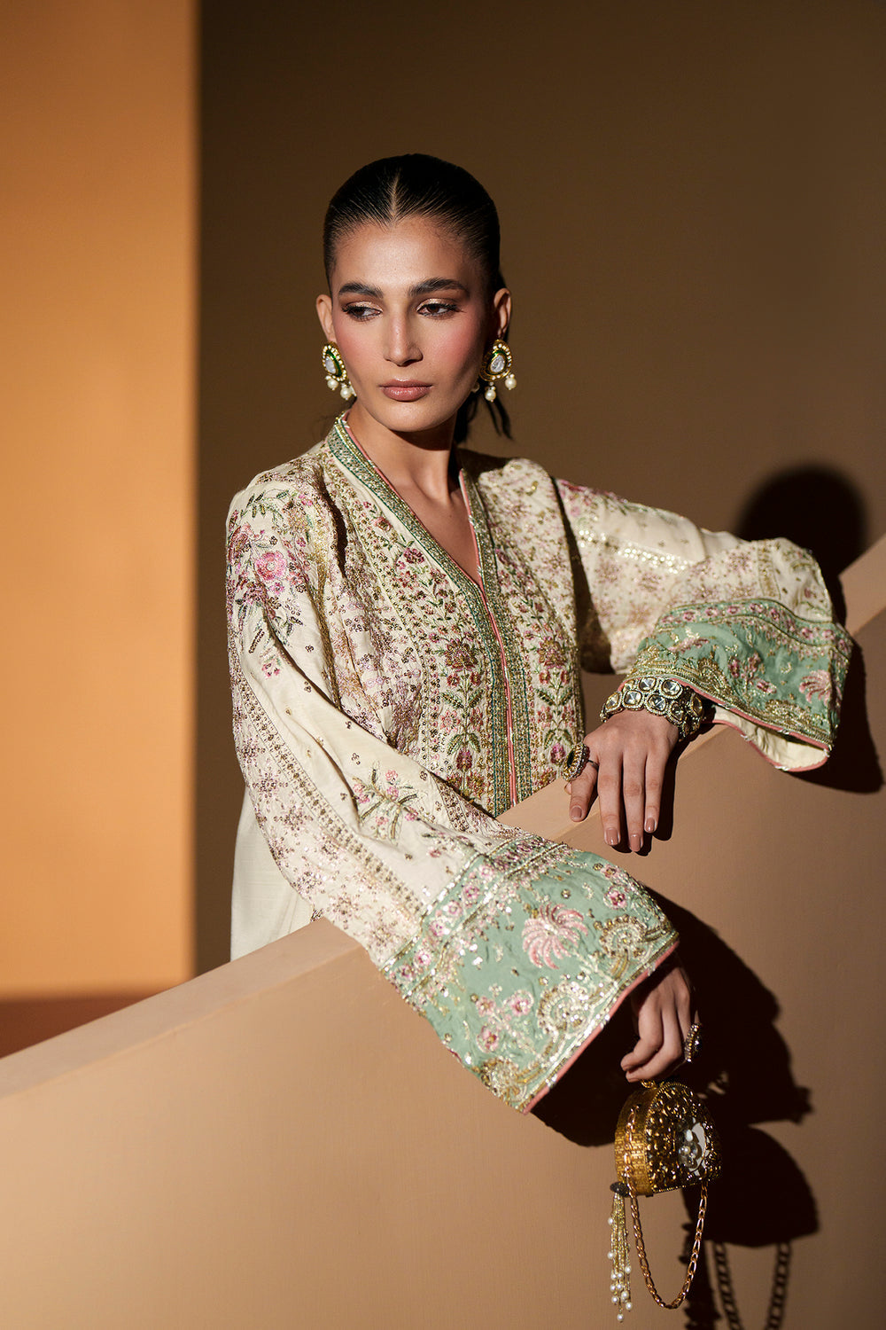 Ethnc - Matcha Kaftan Kameez set Ayla's Atelier