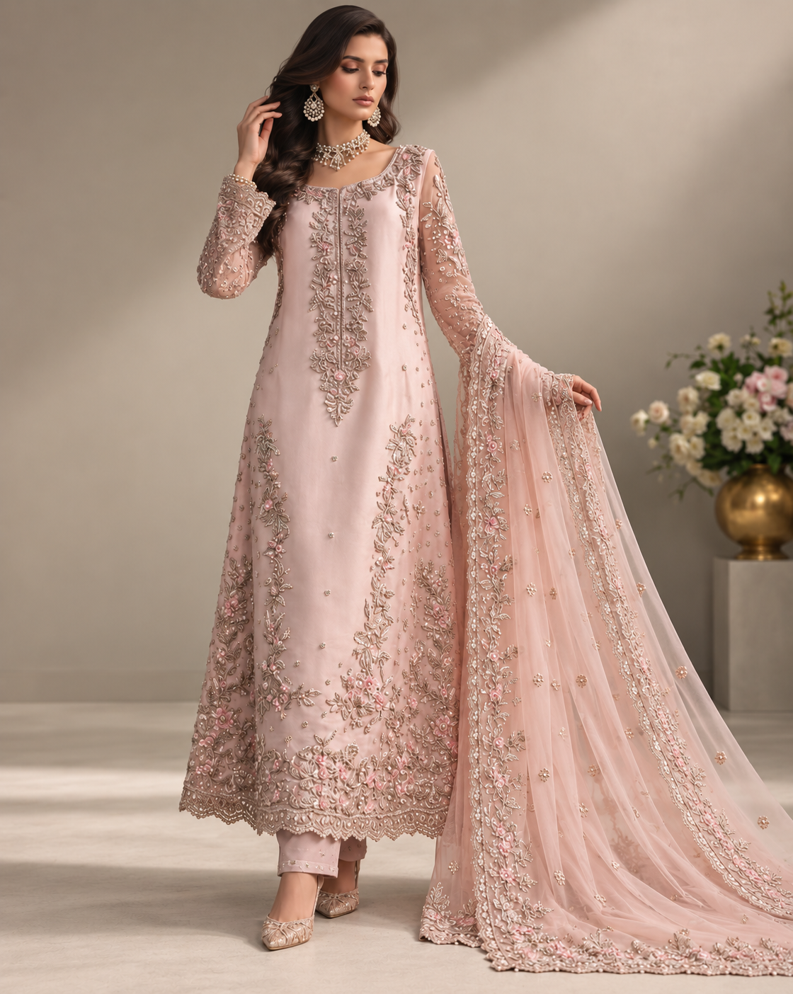 Agha Noor - Naqsh (light pink) Ayla's Atelier