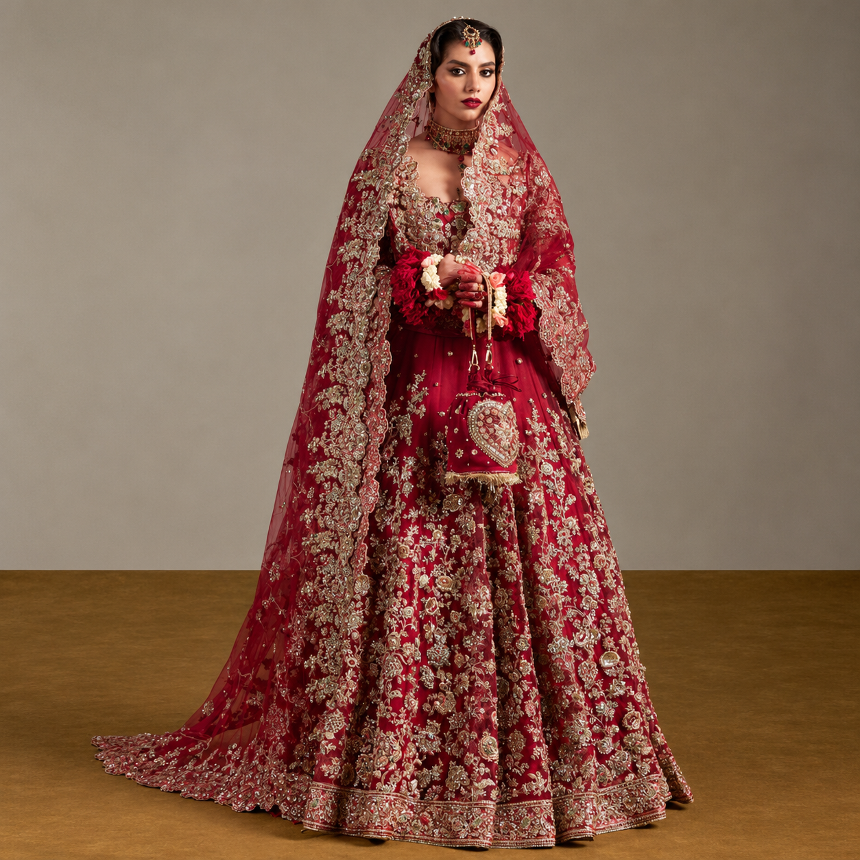 Hussain Rehar Anisha – Premium Bareeze Net Baraat Dress Ayla's Atelier
