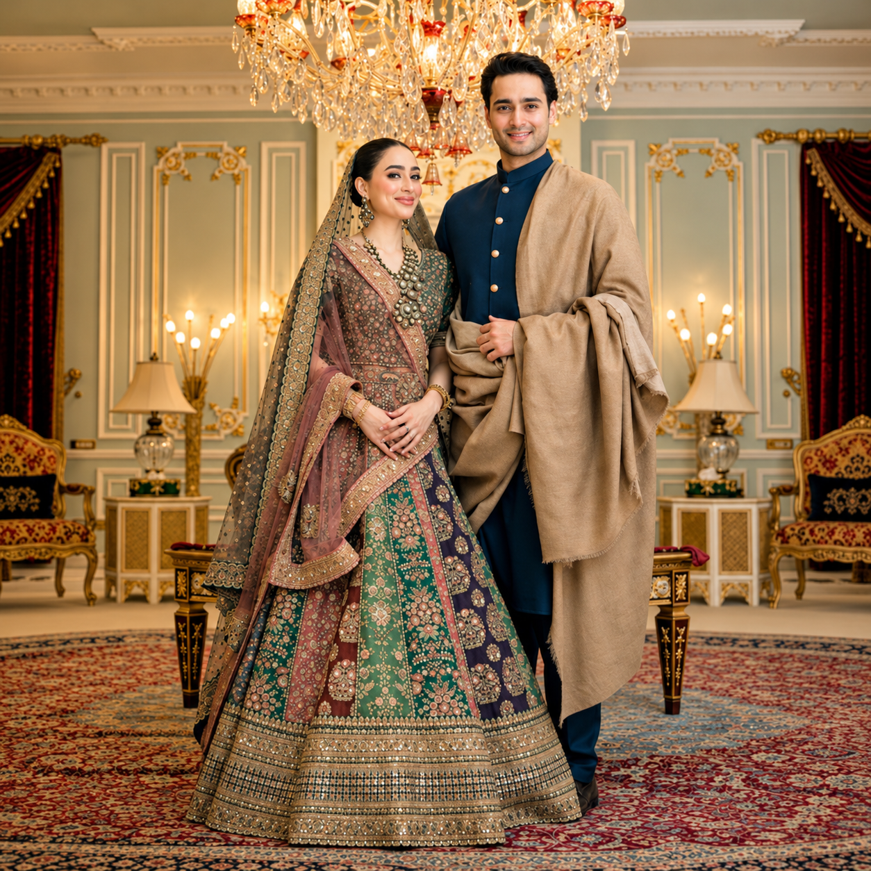 Sabyasachi Mukherjee Multi With 18 Panel – Luxury Walima Dress in Premium Tassel Silk Ayla's Atelier
