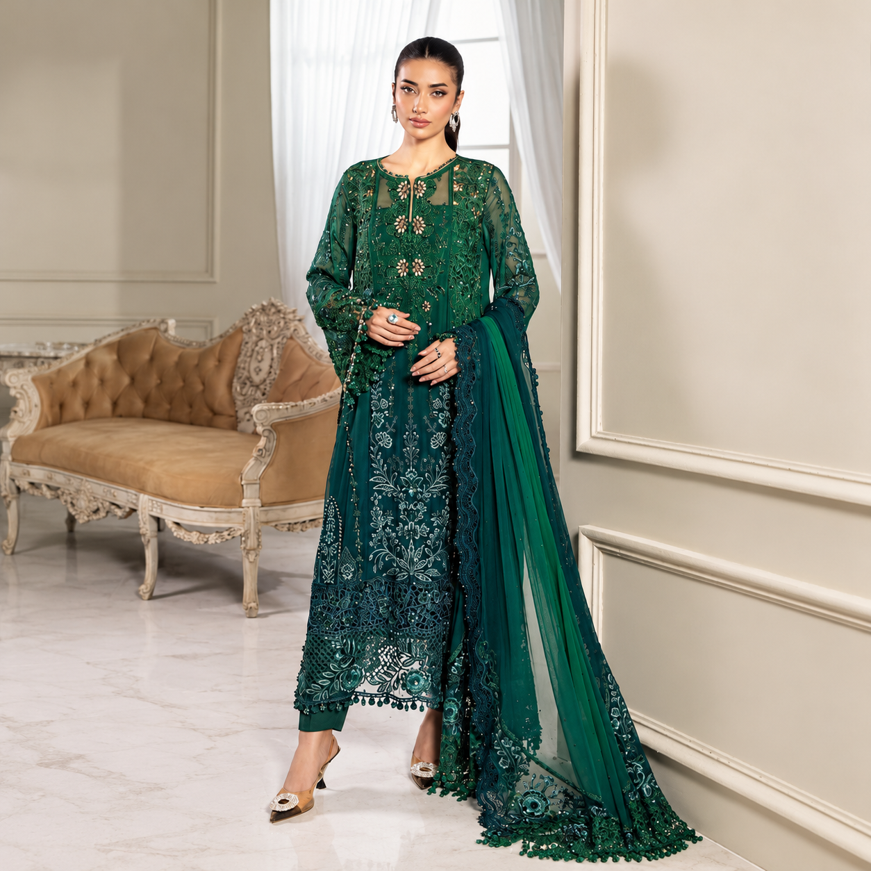 Maria.B Chiffons MPC-25-106
(Emerald Green To Teal) Ayla's Atelier