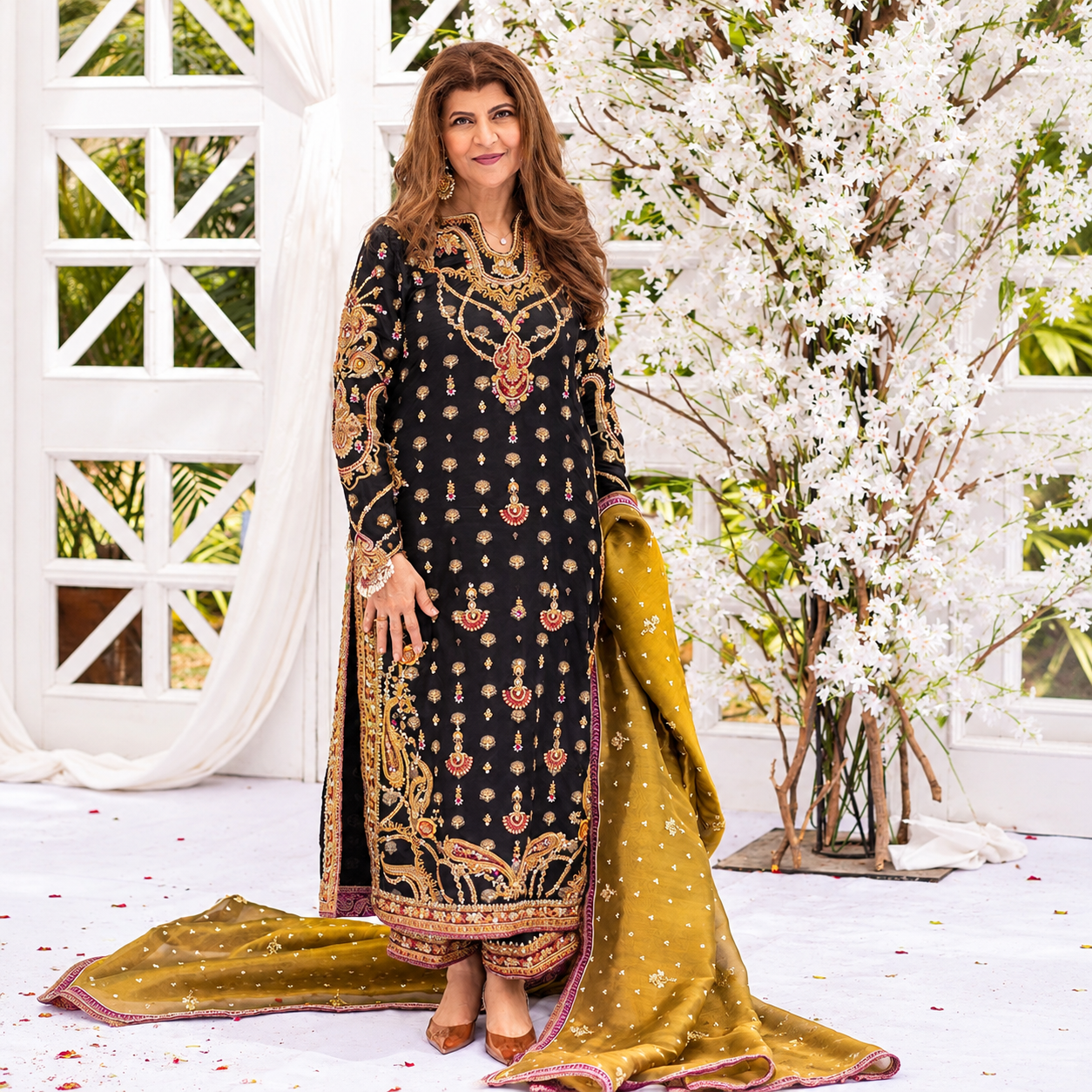 Farah Talib Aziz-Black Khadi Net. Ayla's Atelier