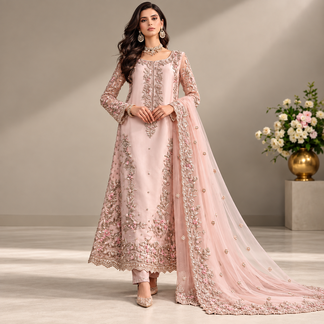 Agha Noor - Naqsh (light pink) Ayla's Atelier