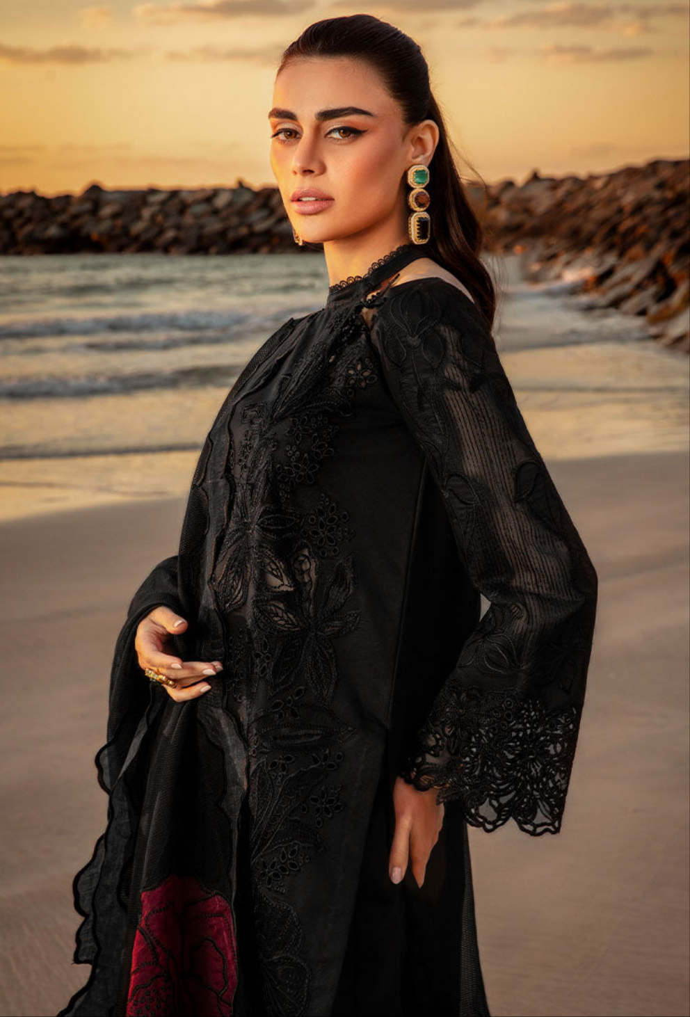Rang Rasiya - Black Laser Embroidered Ayla's Atelier