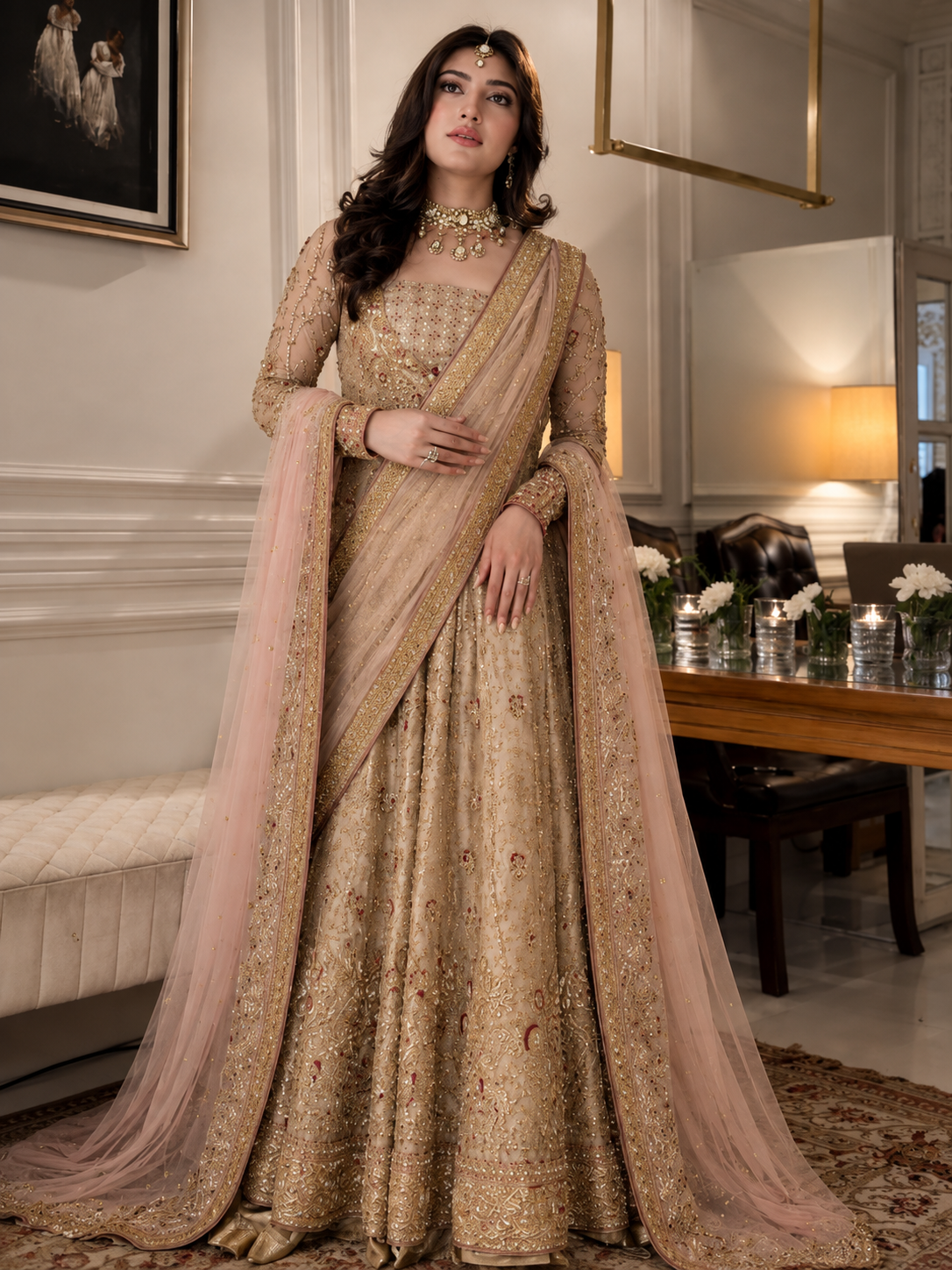 Haris Shakeel Sahar Blues – Premium Double Zari Formal Dress Ayla's Atelier