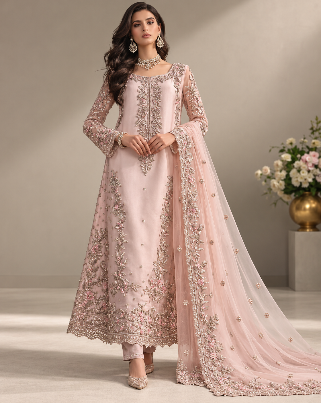 Agha Noor - Naqsh (light pink) Ayla's Atelier