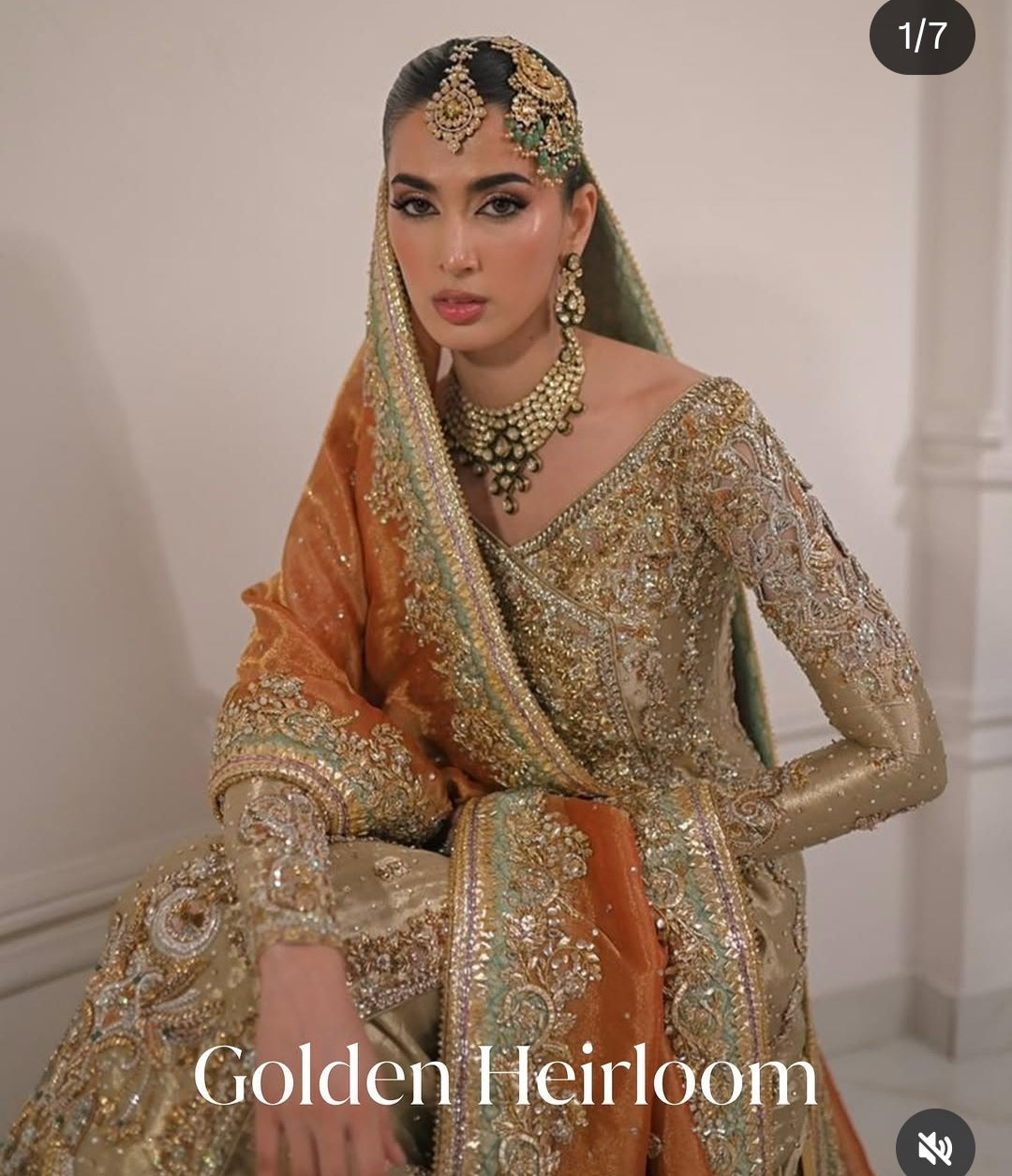 Alina Khan Gold Metallic Double Zari Designer Dress Back View | Ayla's Atelier
