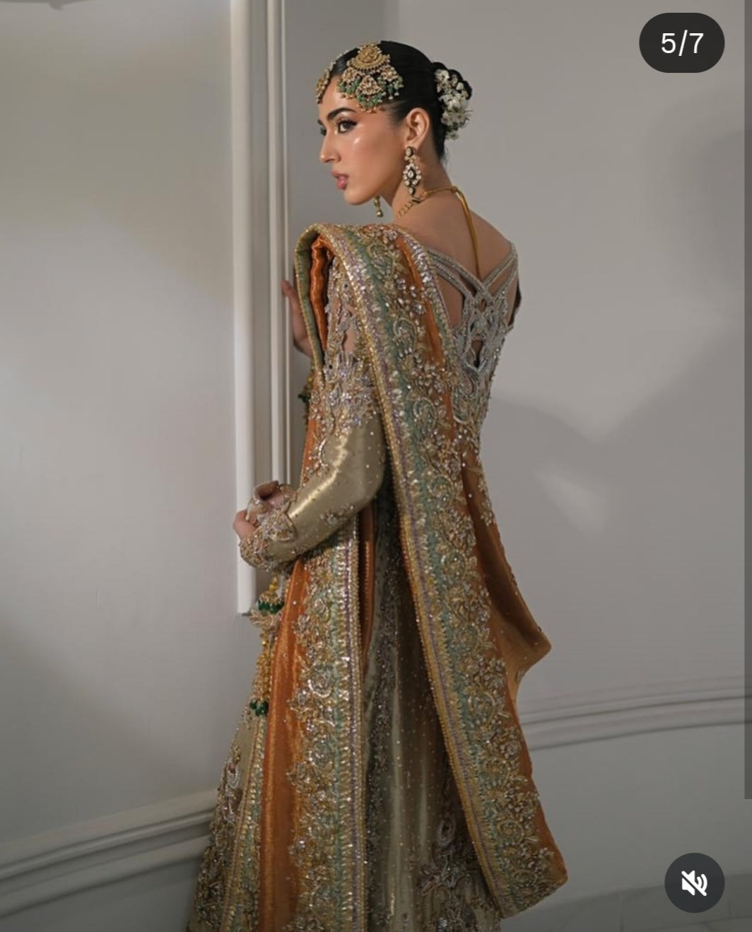 Alina Khan Gold Metallic Double Zari Embroidery Detail | Ayla's Atelier