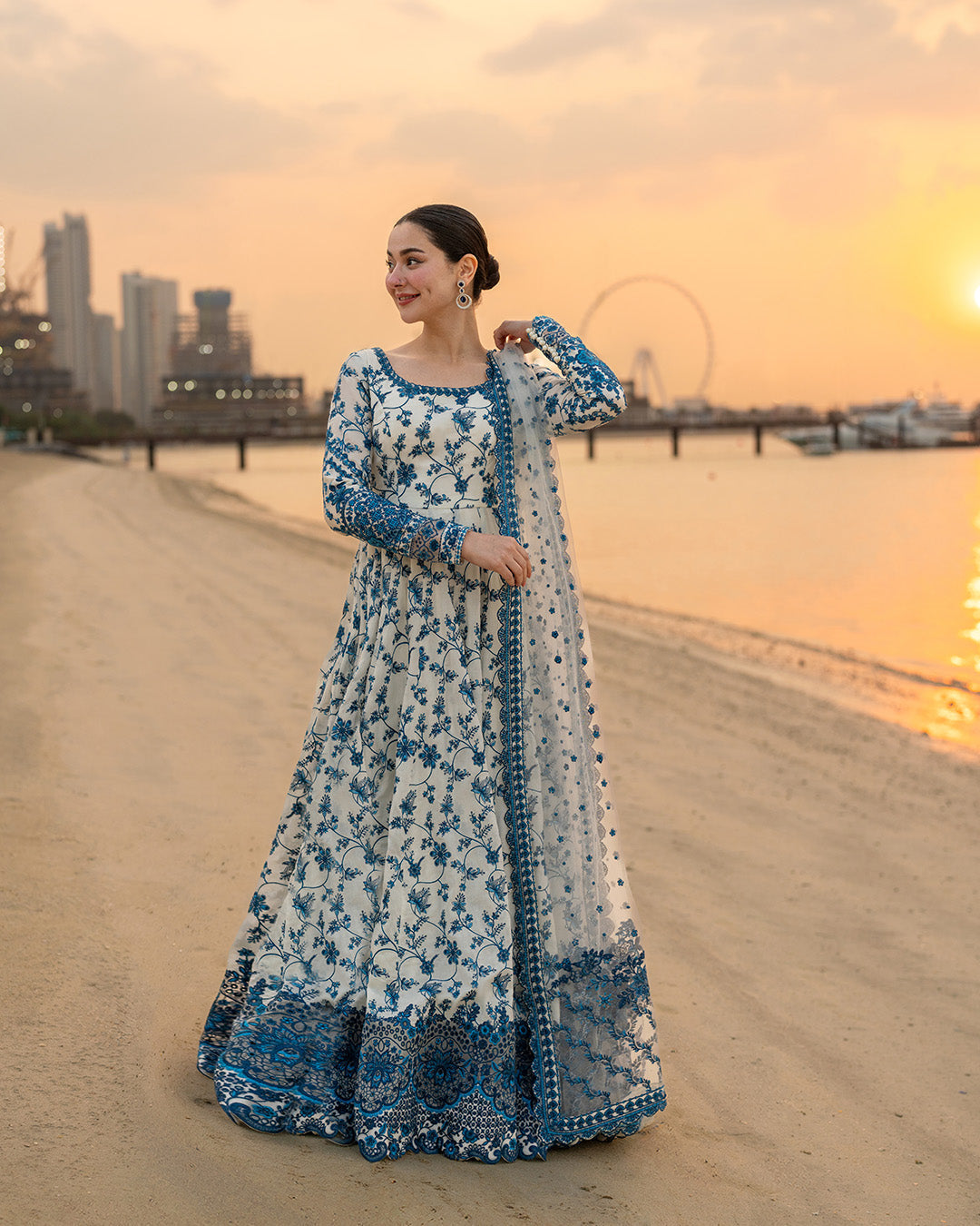 Faiza Saqlain Jehona Premium Lawn Formal Dress Front View by Ayla's Atelier