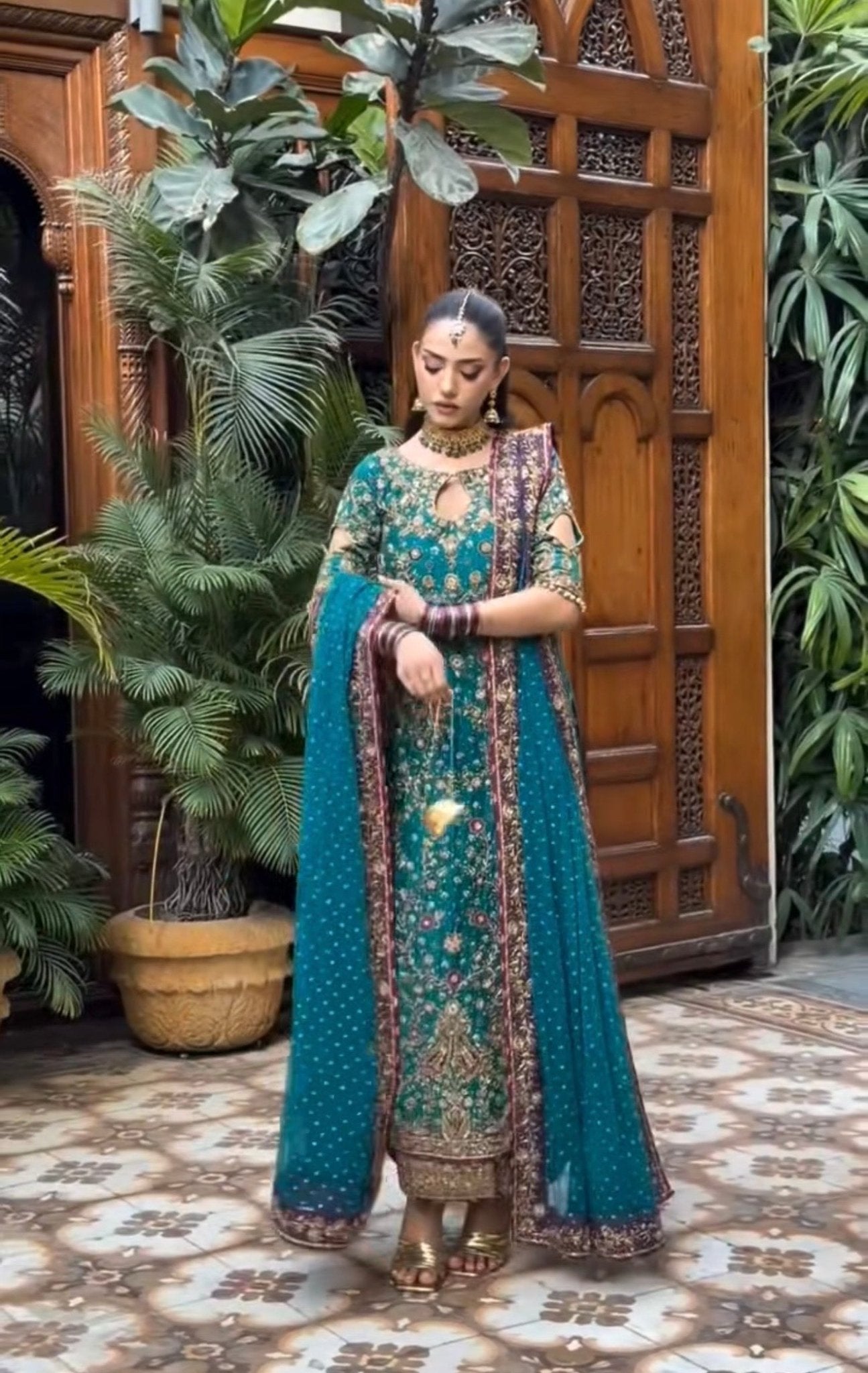 Haris Shakeel - Peacock Teal Ensemble Ayla's Atelier