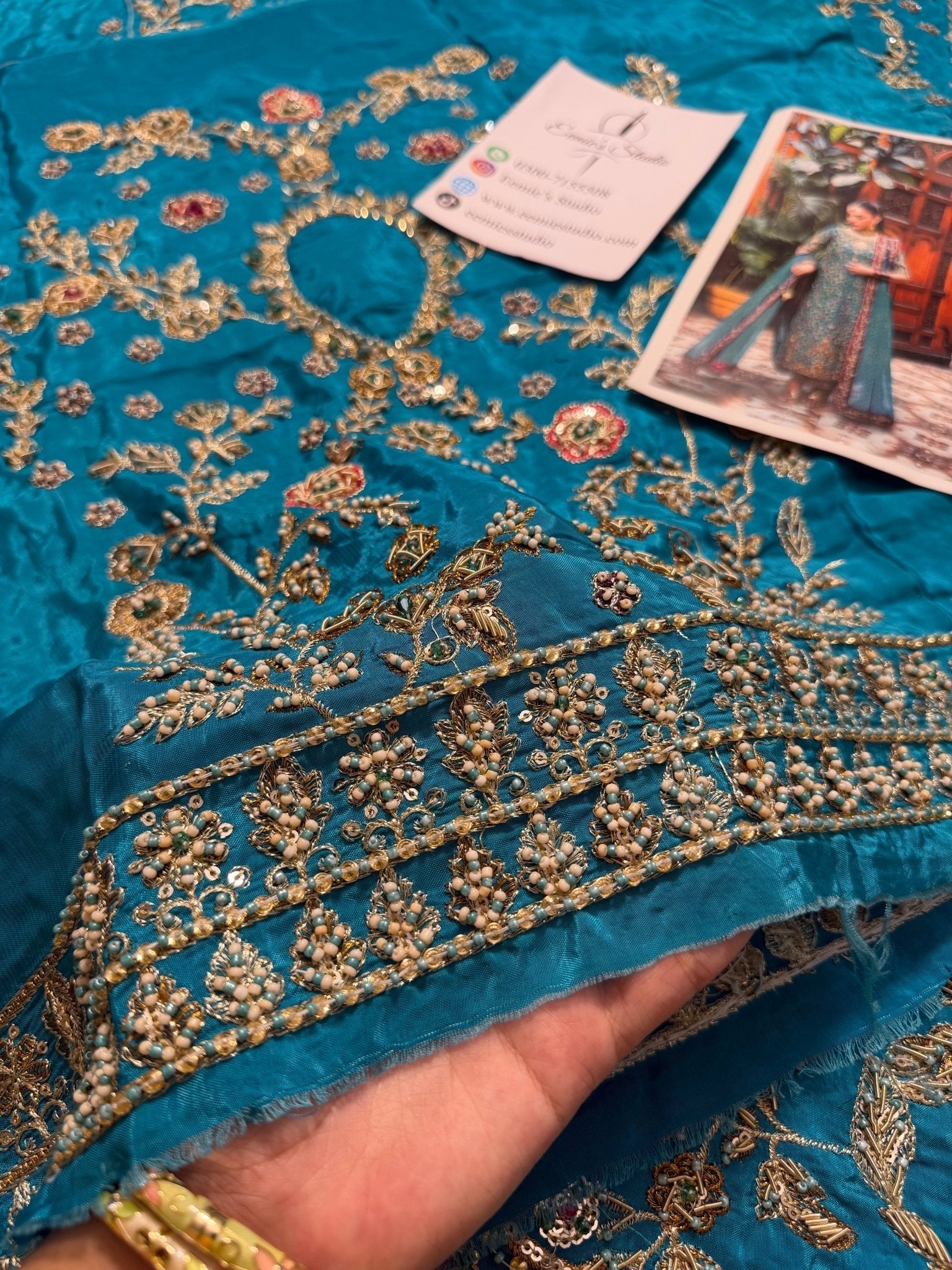 Haris Shakeel - Peacock Teal Ensemble Ayla's Atelier