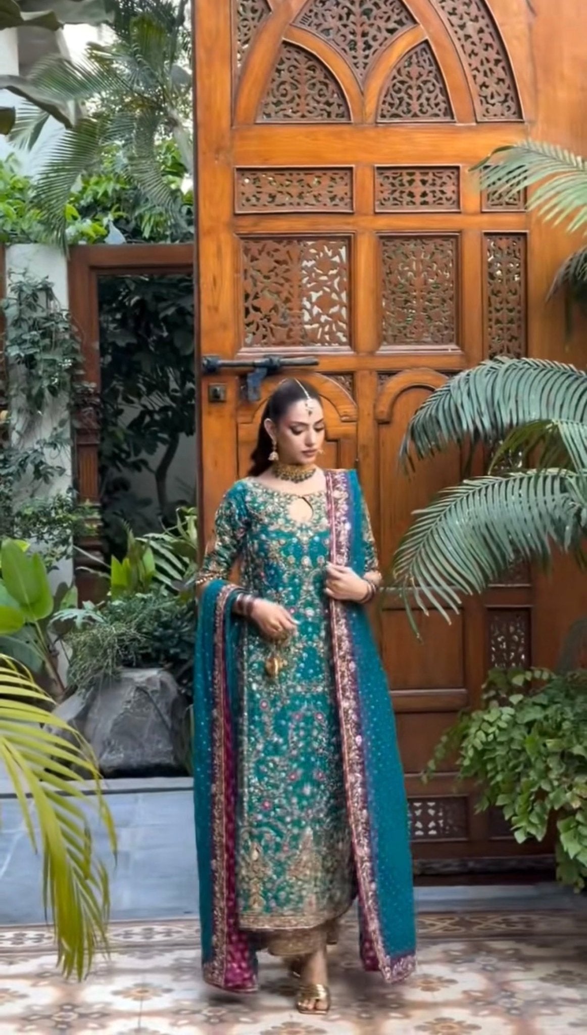 Haris Shakeel - Peacock Teal Ensemble Ayla's Atelier