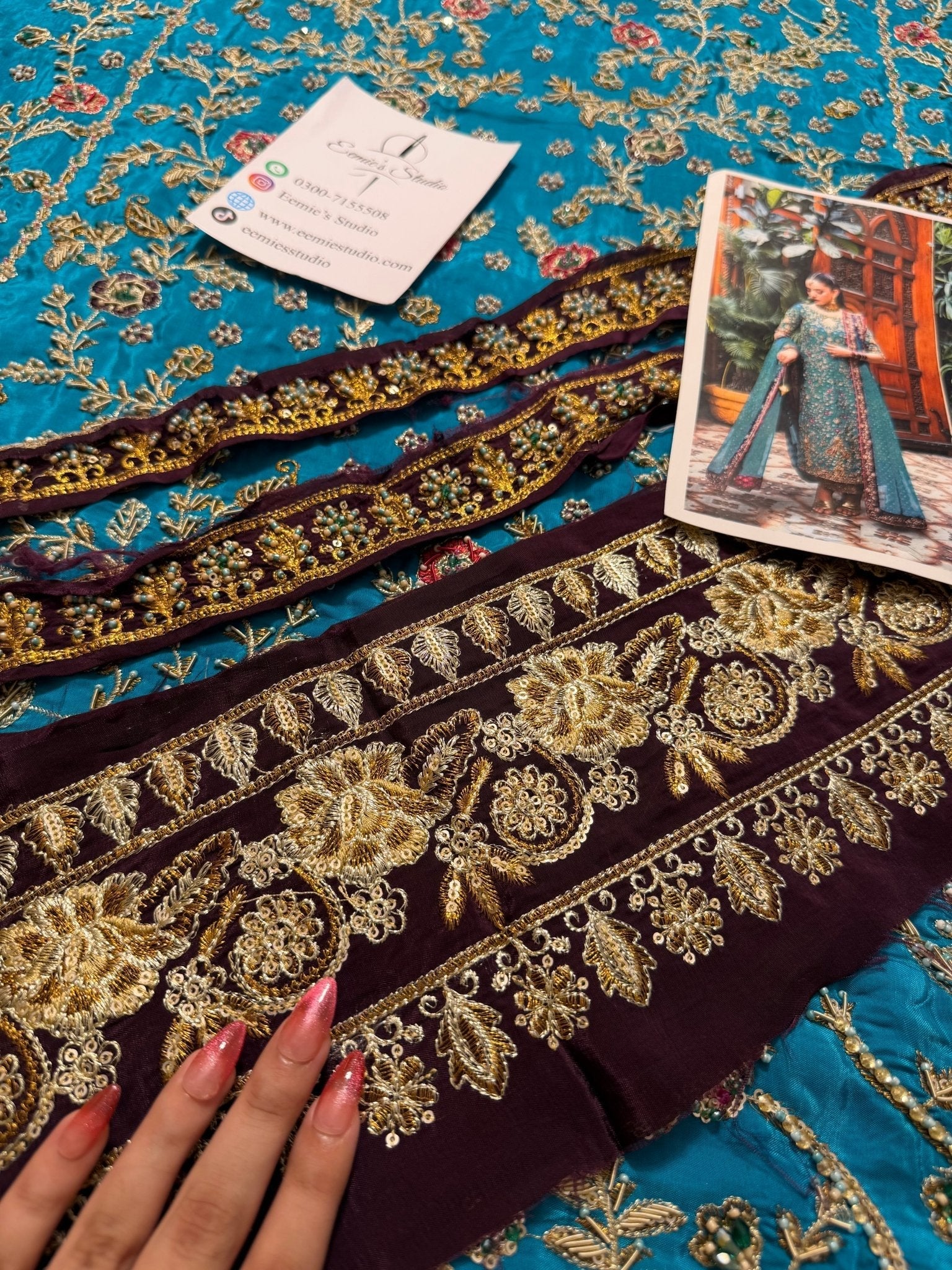 Haris Shakeel - Peacock Teal Ensemble Ayla's Atelier