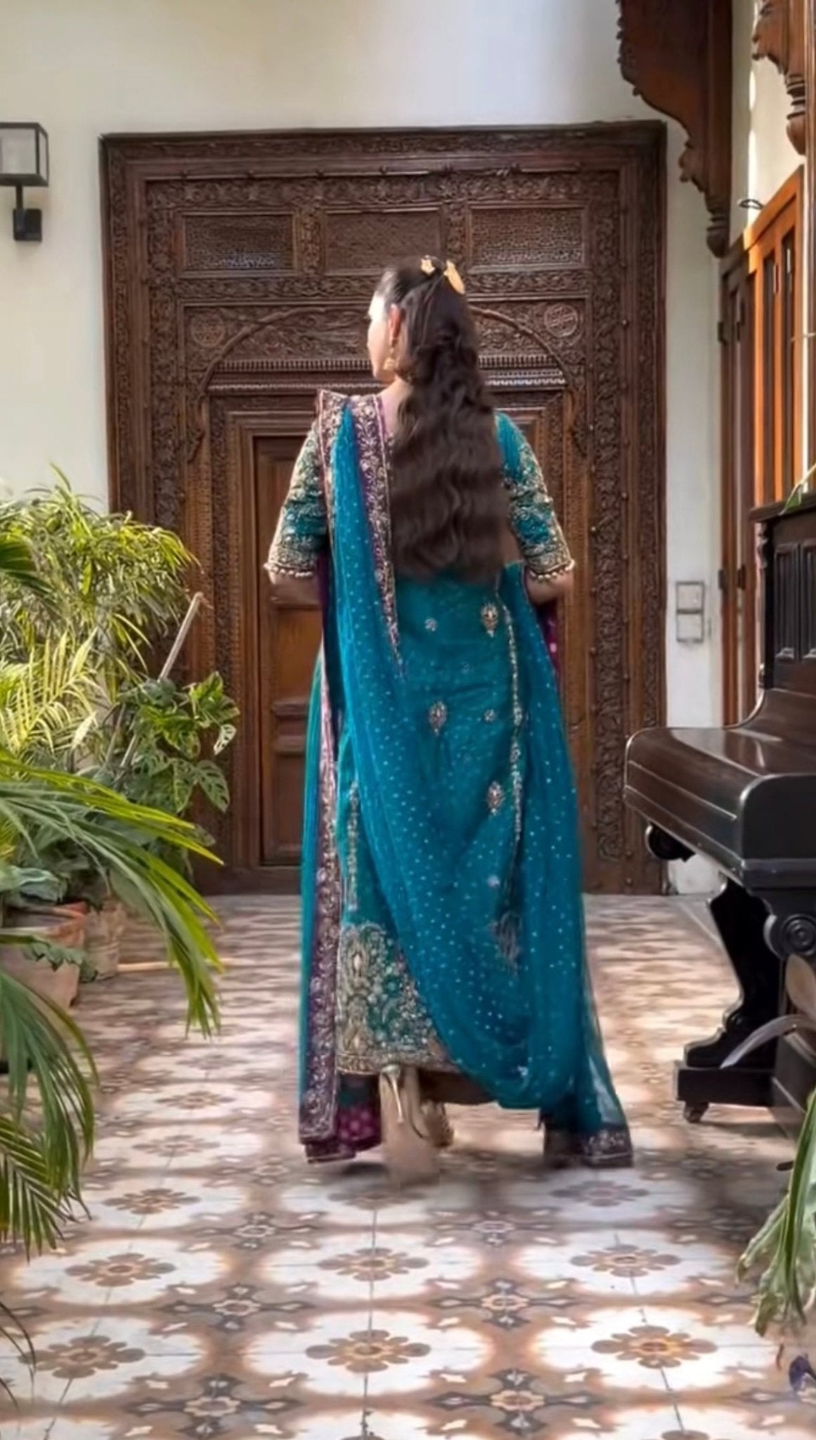 Haris Shakeel - Peacock Teal Ensemble Ayla's Atelier