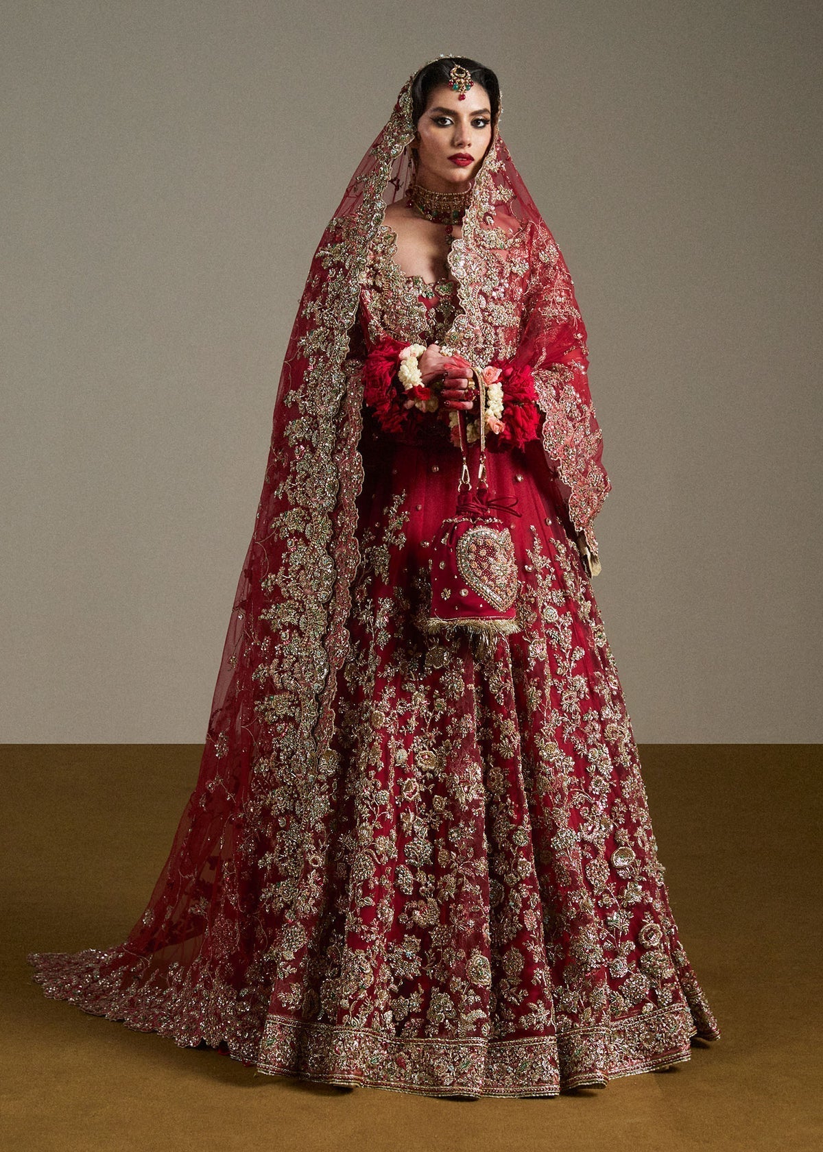 Hussain Rehar Anisha Luxury Bareeze Net Bridal Dress Side View by Ayla's Atelier
