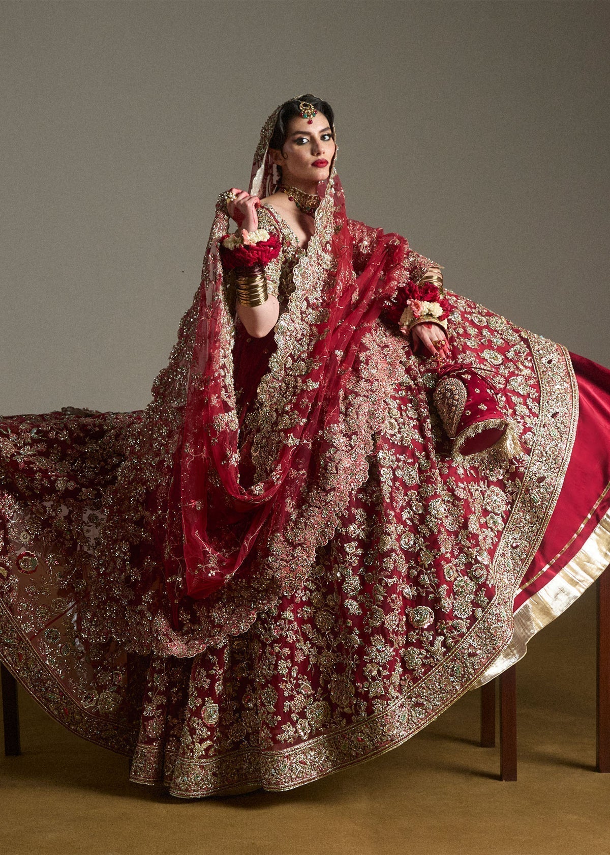 Hussain Rehar Anisha Bareeze Net Dupatta Detail by Ayla's Atelier
