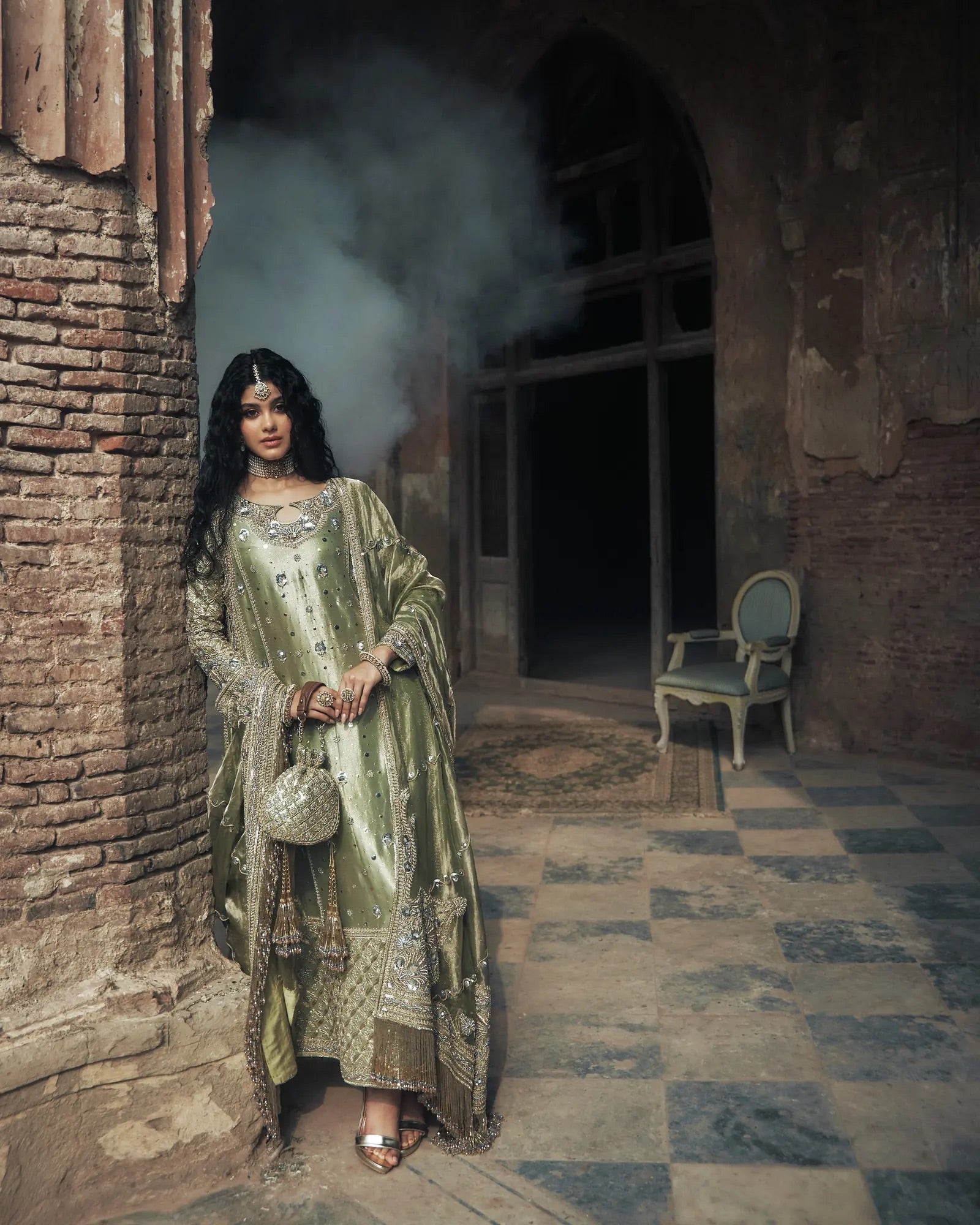 Iqbal Hussain Maryam Nawaz CC-21 Double Zari Dupatta Detail by Ayla's Atelier