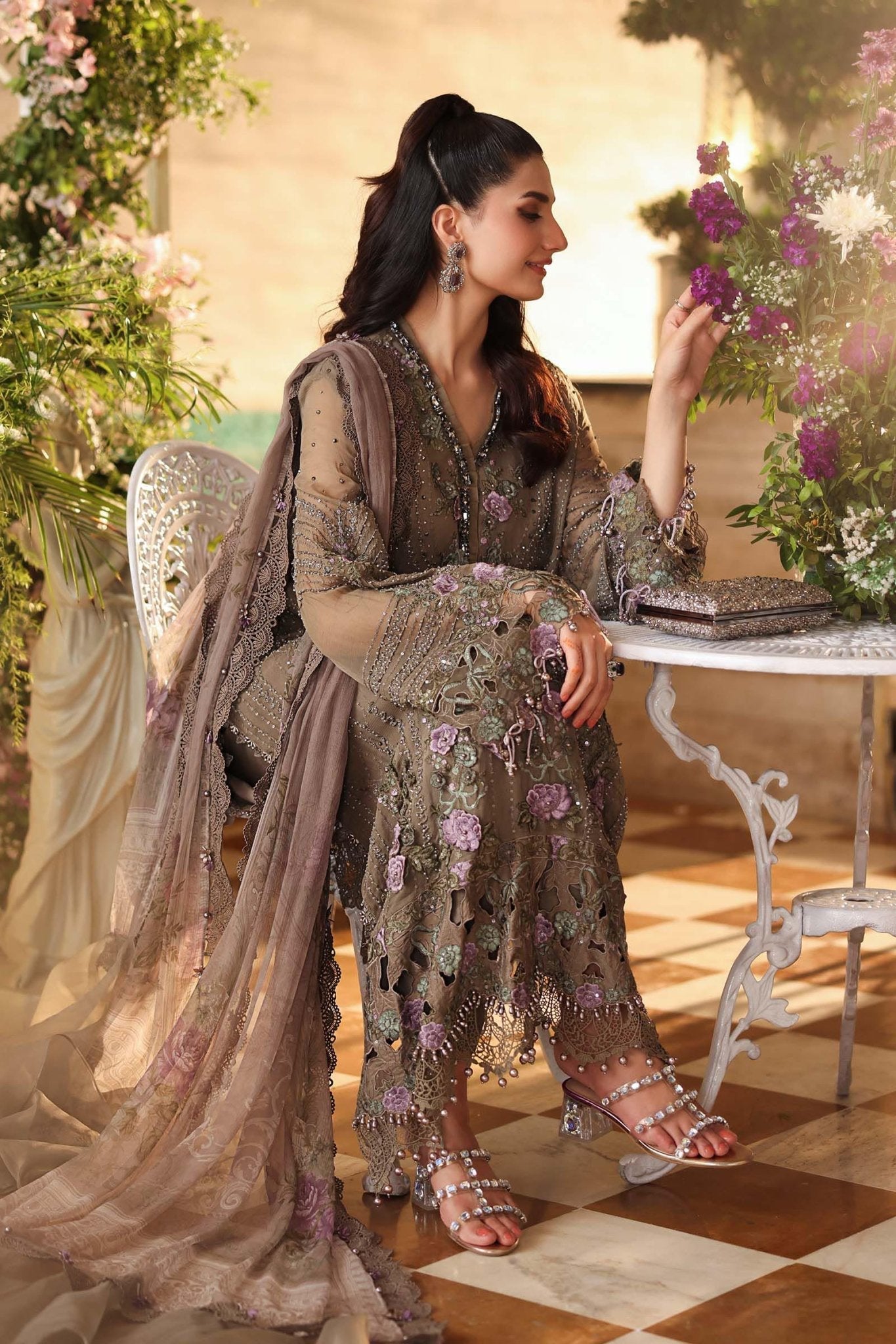 Maria.B Chiffons MPC-26-102-Muted Mocha Brown Ayla's Atelier