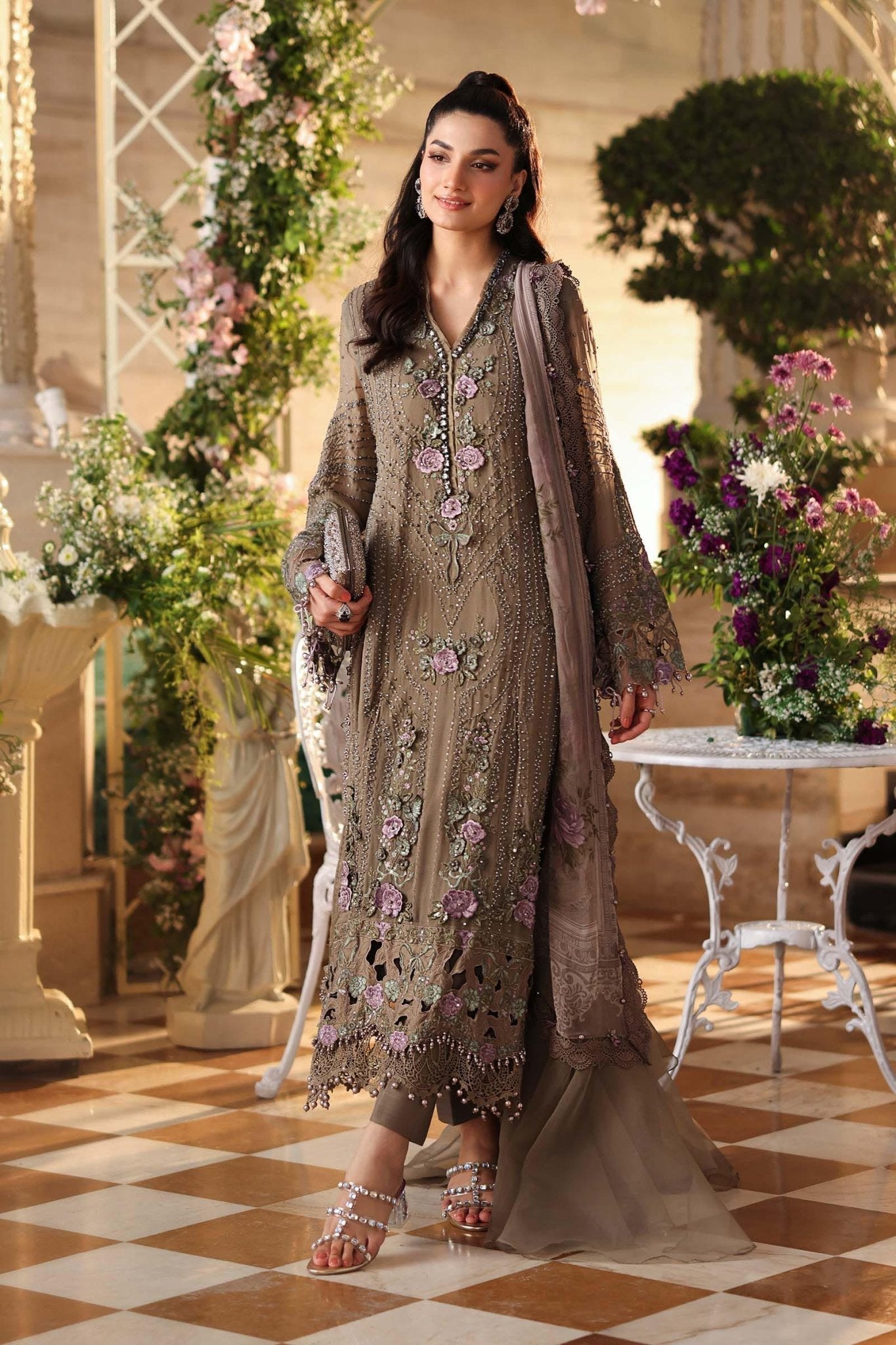 Maria.B Chiffons MPC-26-102-Muted Mocha Brown Ayla's Atelier