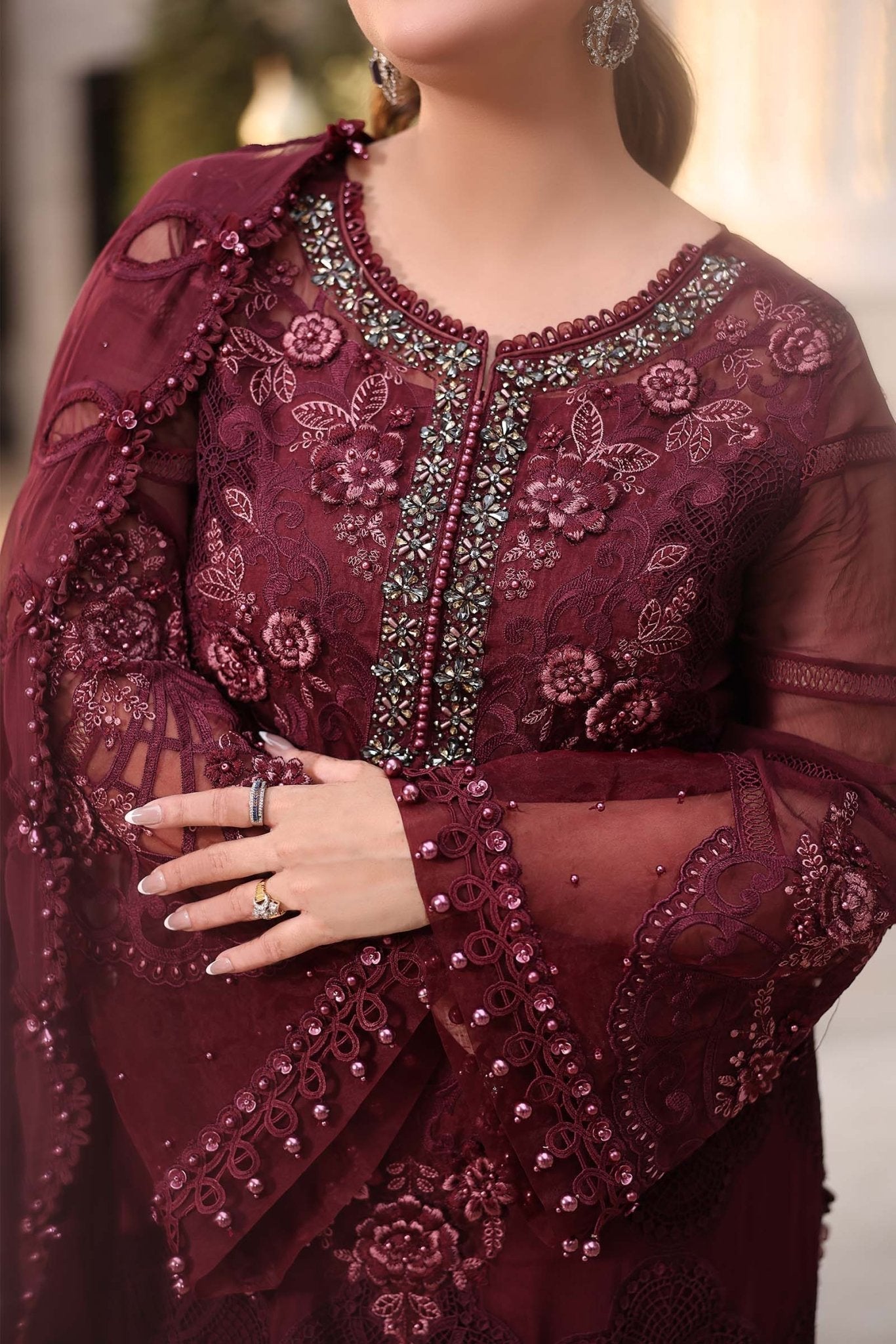 Maria.B Chiffons MPC-26-108-Burgundy Ayla's Atelier