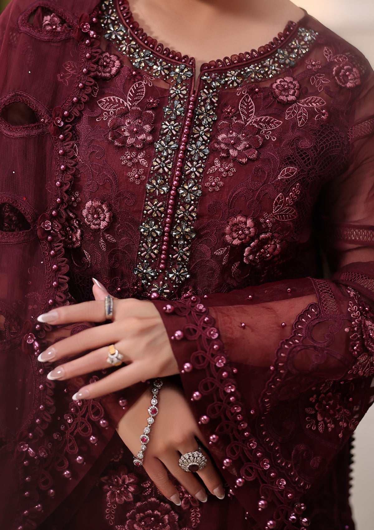 Maria.B Chiffons MPC-26-108-Burgundy Ayla's Atelier