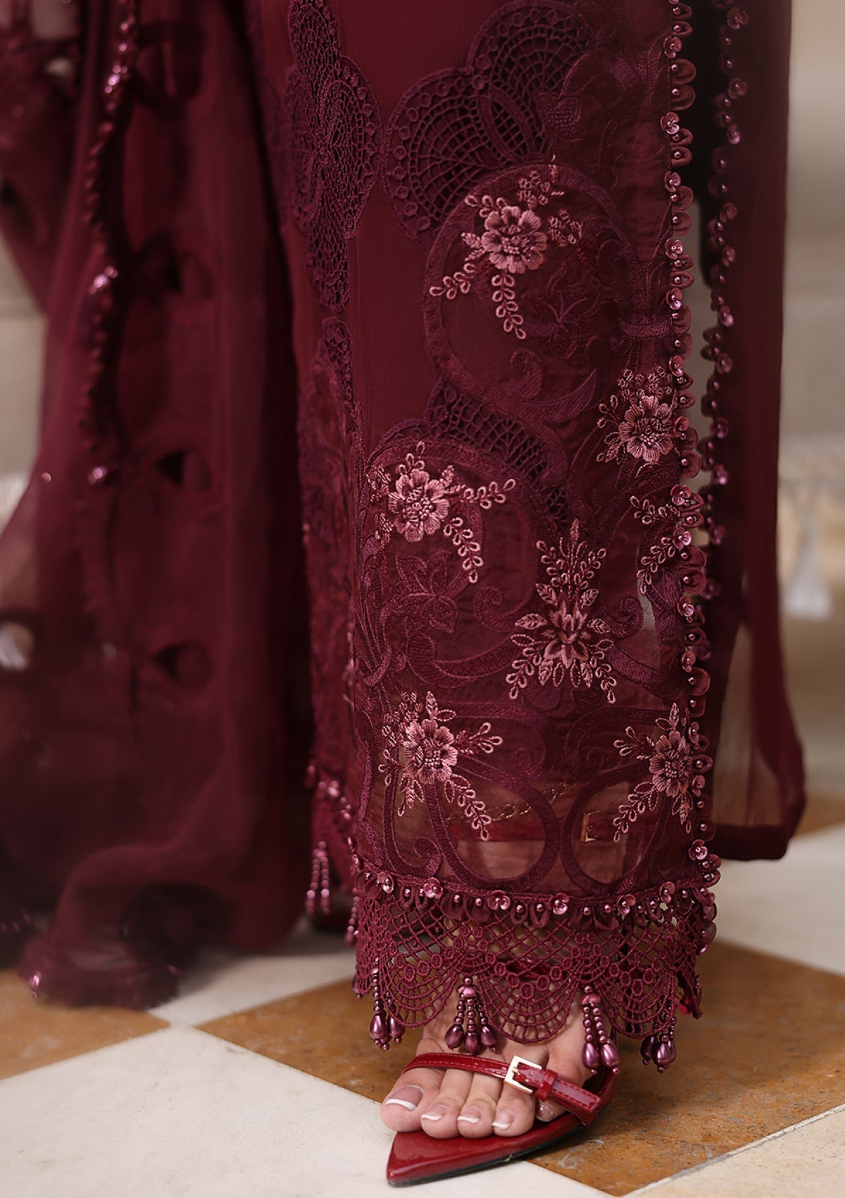 Maria.B Chiffons MPC-26-108-Burgundy Ayla's Atelier