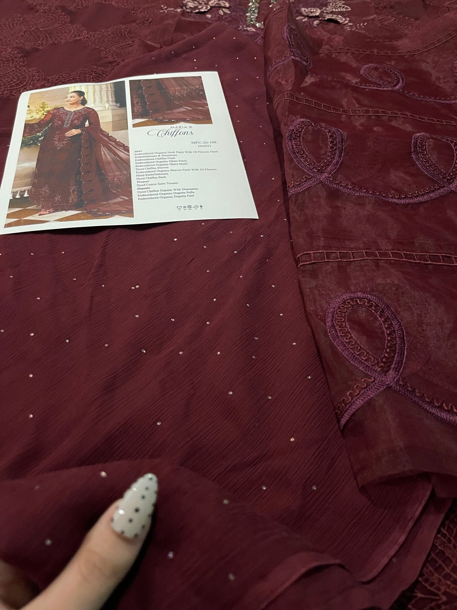 Maria.B Chiffons MPC-26-108-Burgundy Ayla's Atelier