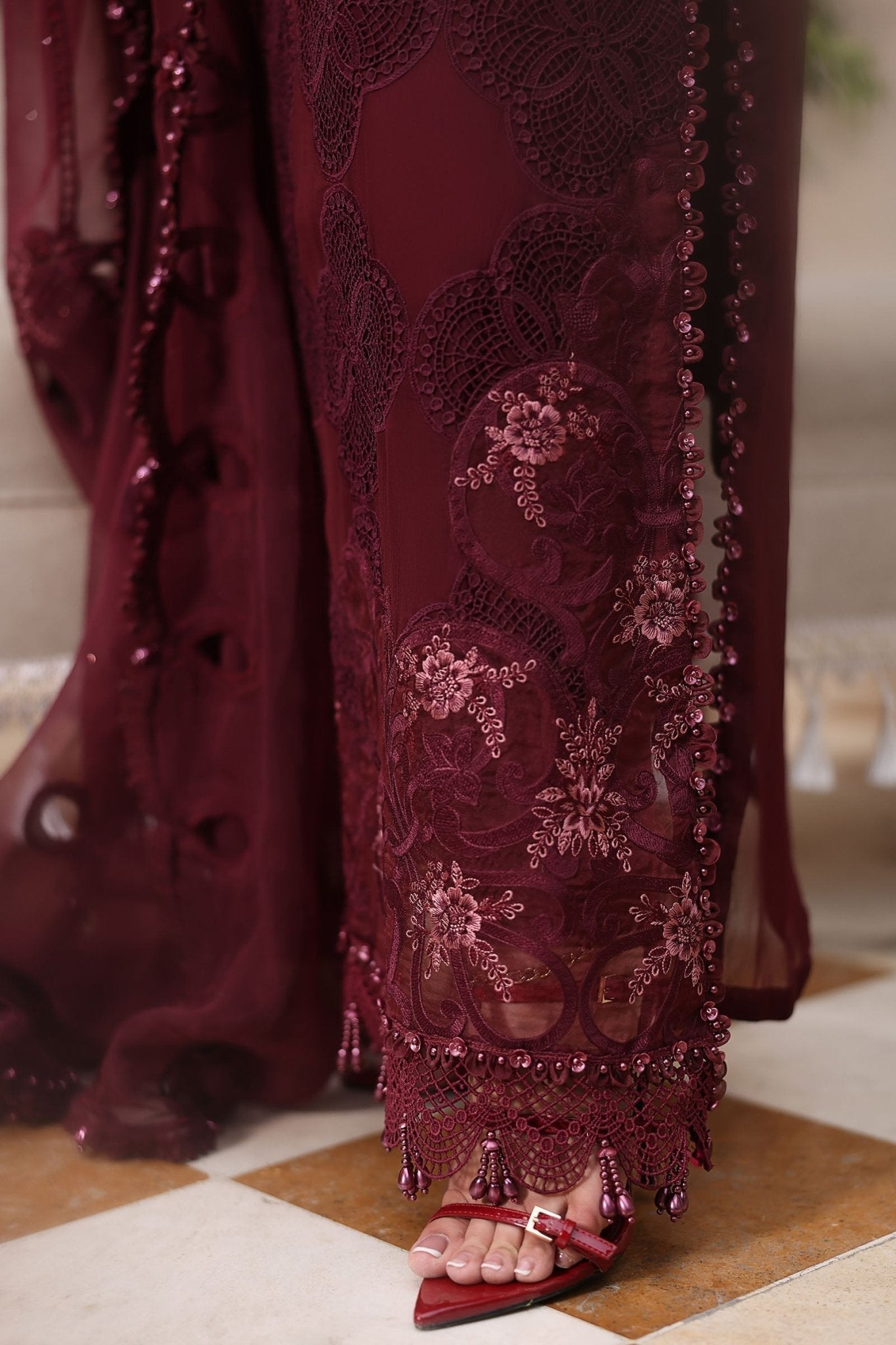 Maria.B Chiffons MPC-26-108-Burgundy Ayla's Atelier