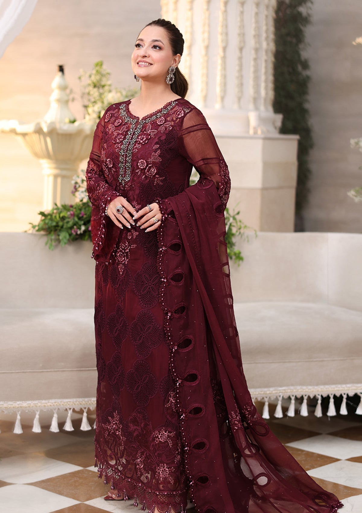 Maria.B Chiffons MPC-26-108-Burgundy Ayla's Atelier