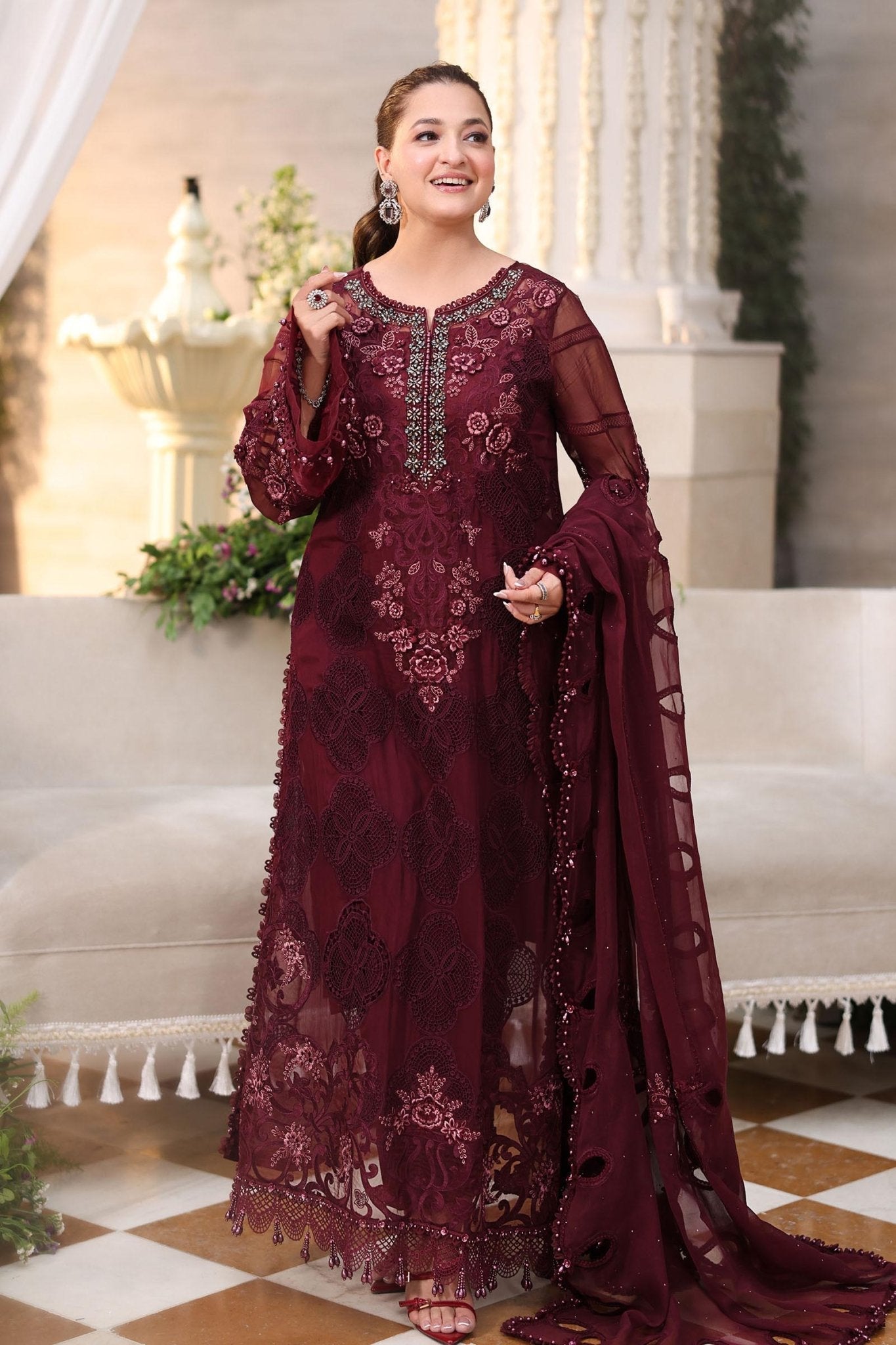 Maria.B Chiffons MPC-26-108-Burgundy Ayla's Atelier