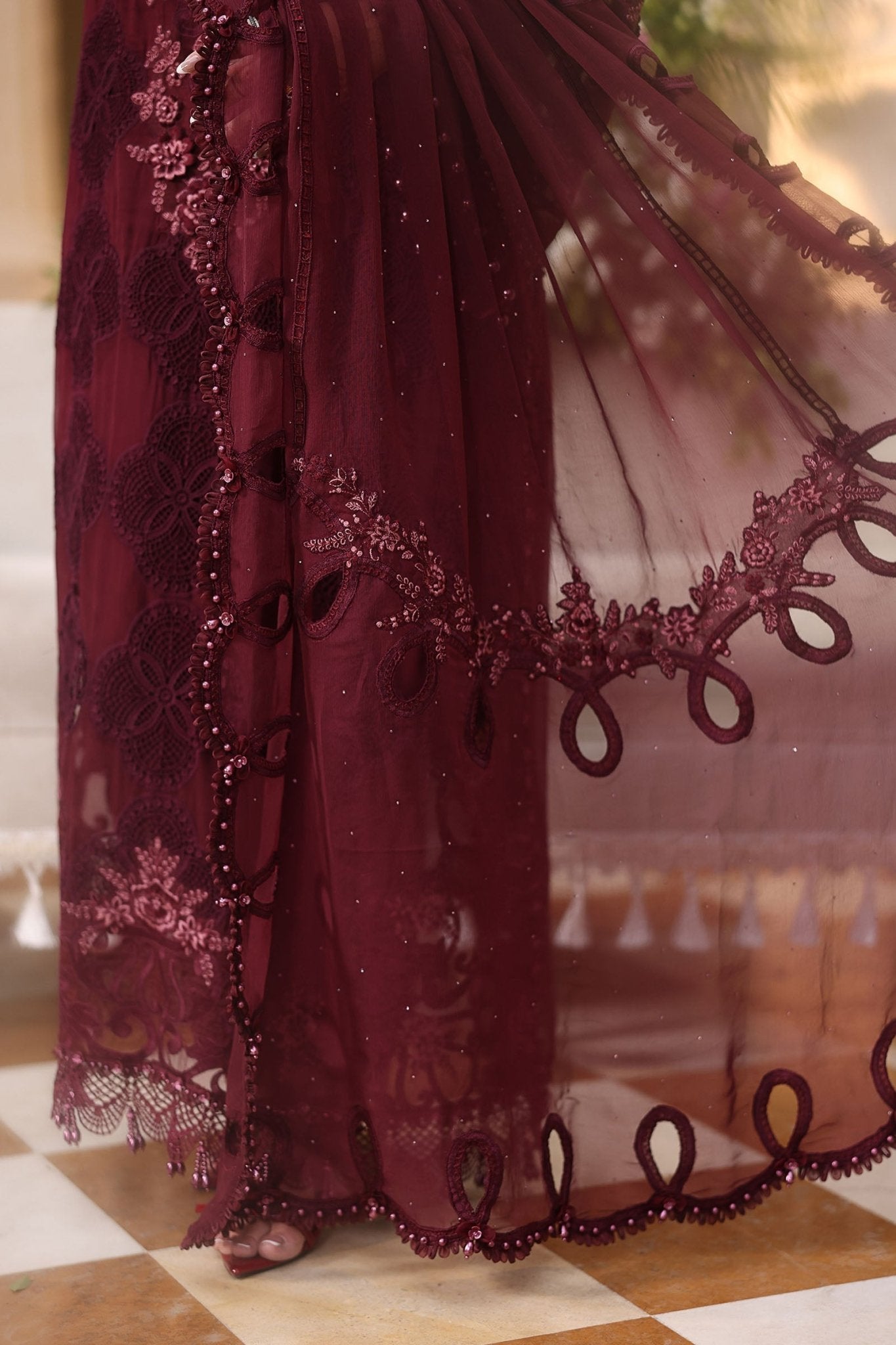 Maria.B Chiffons MPC-26-108-Burgundy Ayla's Atelier