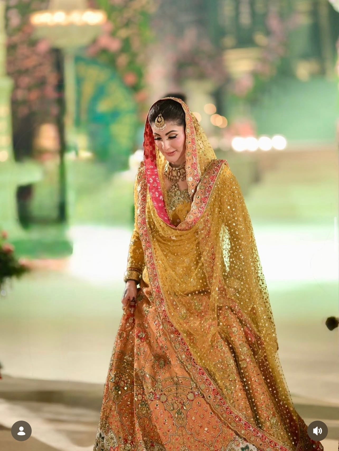 Nomi Ansari NAB-22-110 Bareeze Net Mehndi Dress Back View | Ayla's Atelier