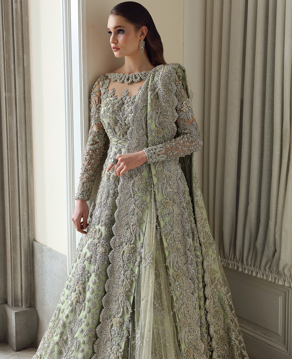 Republic Womenswear Celestia E62 Luxury Breeze Net Walima Maxi Side View by Ayla's Atelier