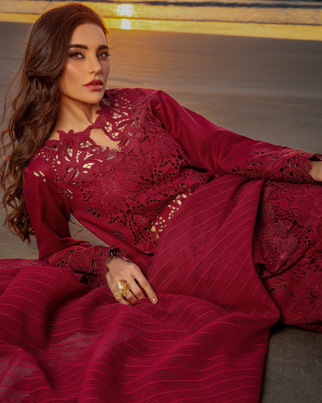 Rang Rasiya - Schiffli Embroidered Ayla's Atelier