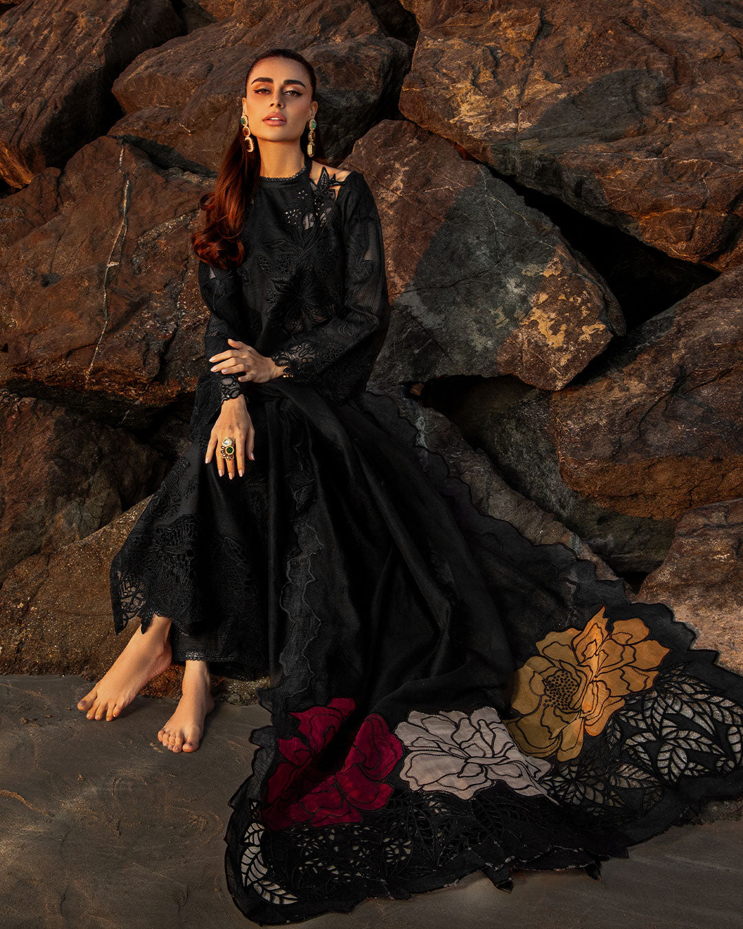 Rang Rasiya - Black Laser Embroidered Ayla's Atelier