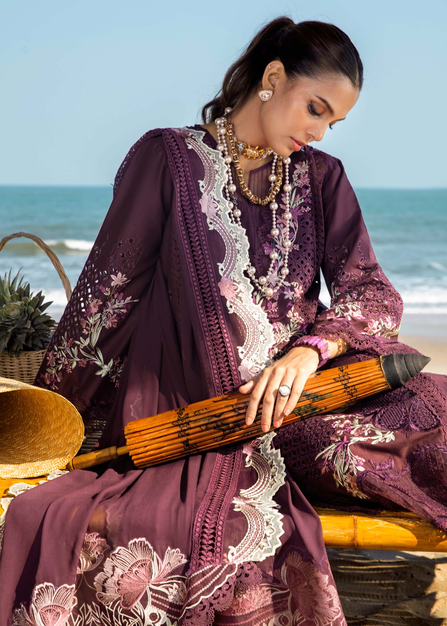 Saira Shakira Embroidered Luxury Lawn Unstitched 3Pc Suit DAHLIA-B Ayla's Atelier