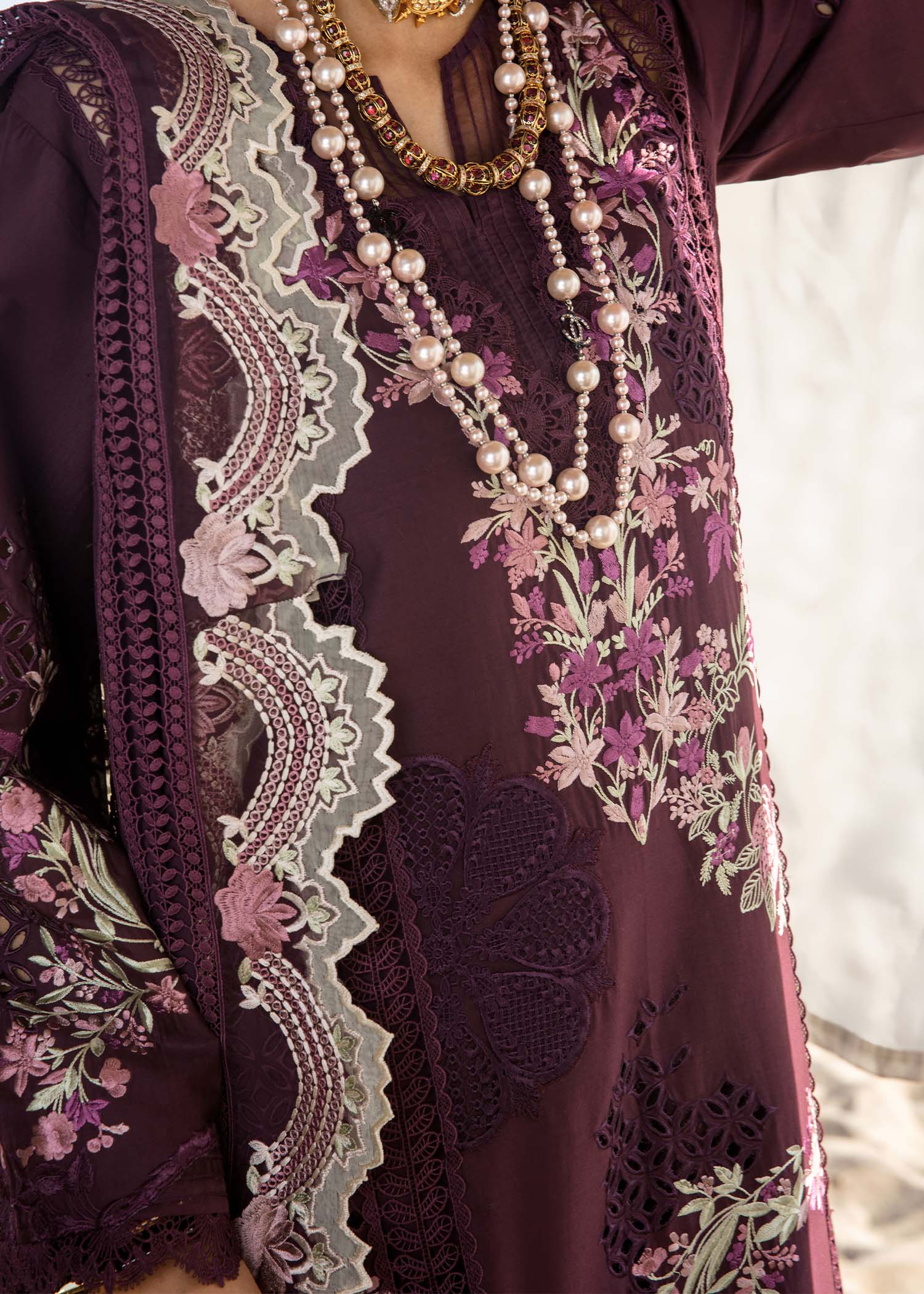 Saira Shakira Embroidered Luxury Lawn Unstitched 3Pc Suit DAHLIA-B Ayla's Atelier