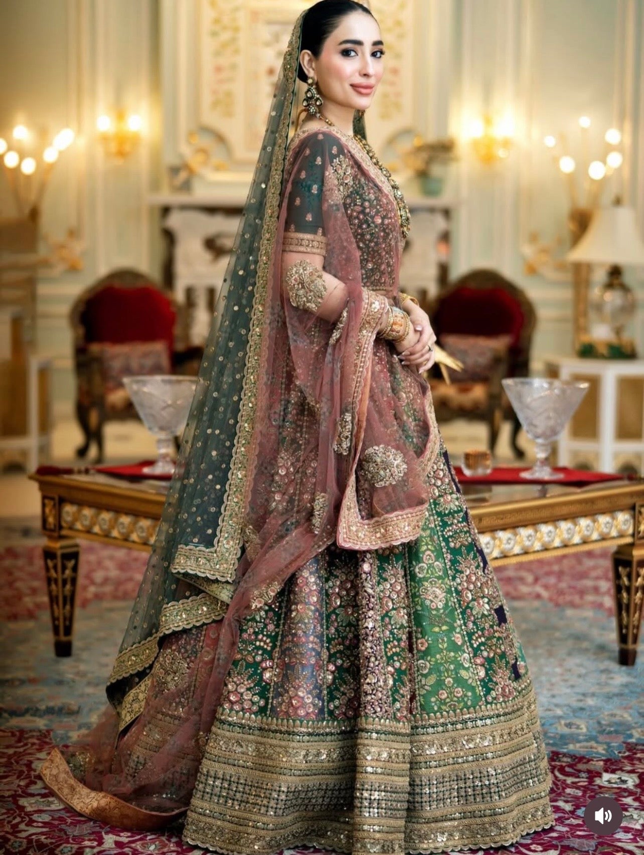 Close-up Embroidery Detail on Sabyasachi Mukherjee Multi With 18 Panel Dress | Ayla's Atelier